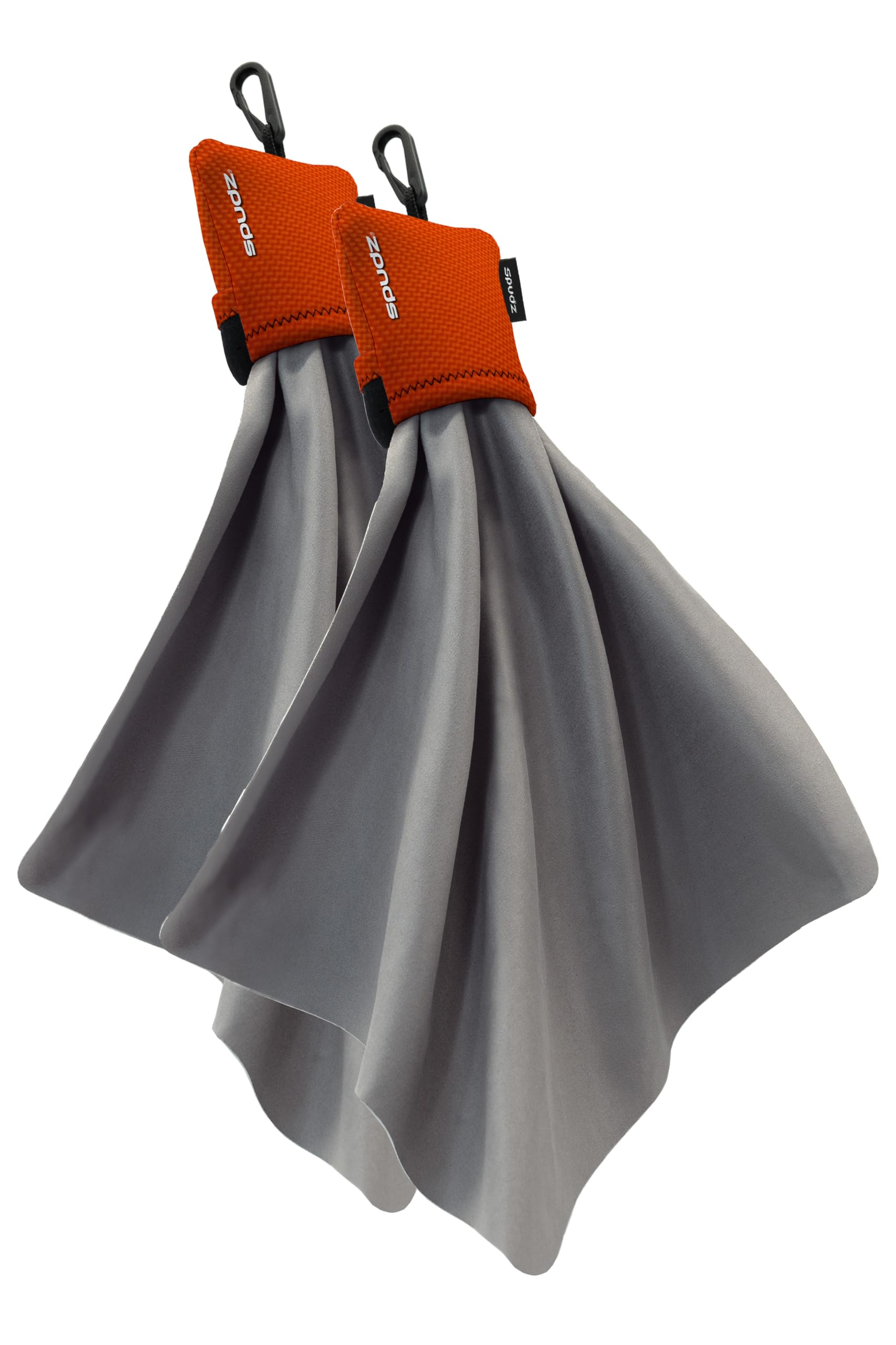 SPUDZ Ultra Microfiber Lens Cleaner with Closeable Bottom – Clip-On Pouch, Washable – for Binoculars, Scopes, Glasses, Screens | Ultra Blaze Orange, 10 x 10 Inch (2-Pack)