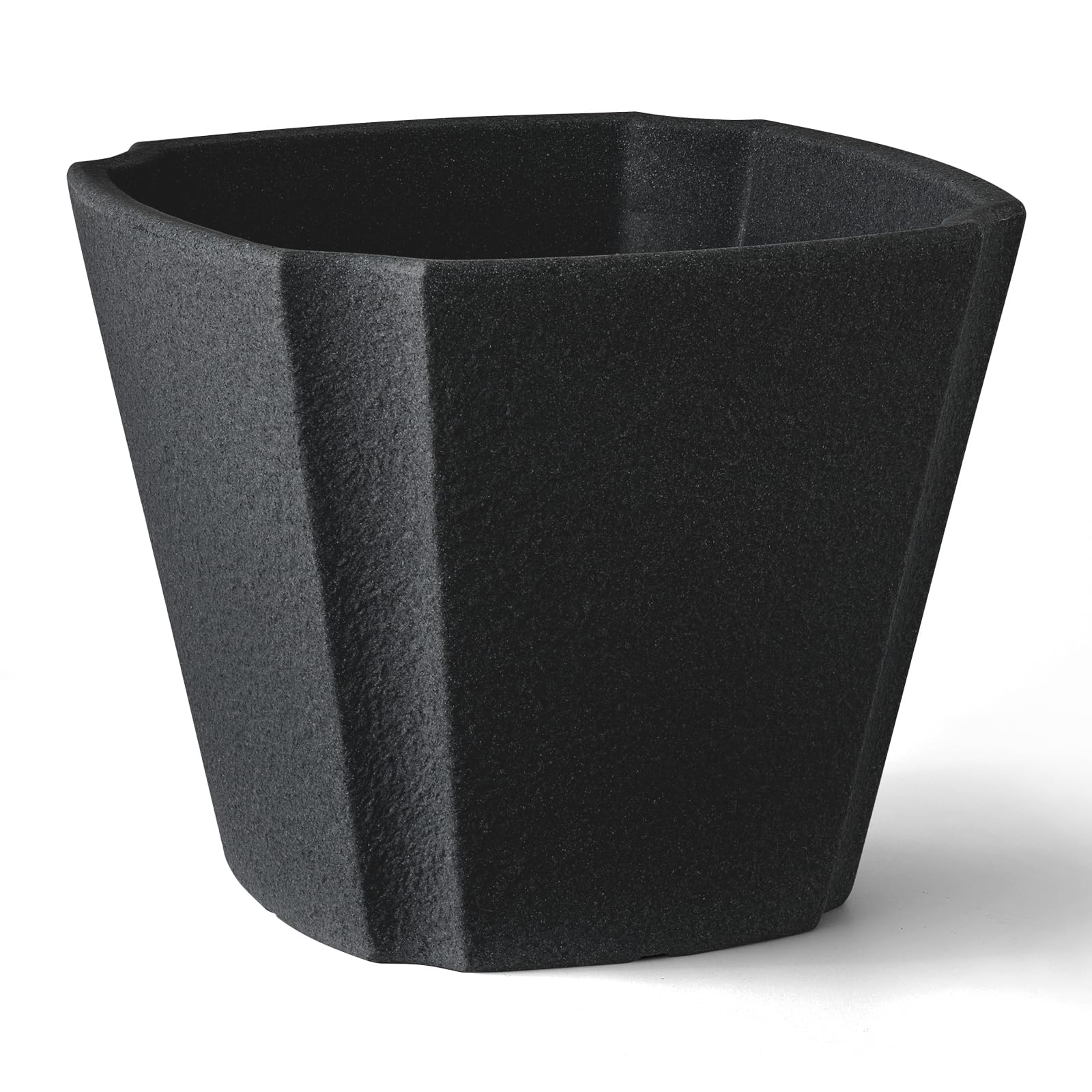 ARBORA 16" Monaco Square Polyresin Indoor and Outdoor Planter with Classic Black Finish - Durable, Weatherproof, Lightweight, Large Plant Pot for