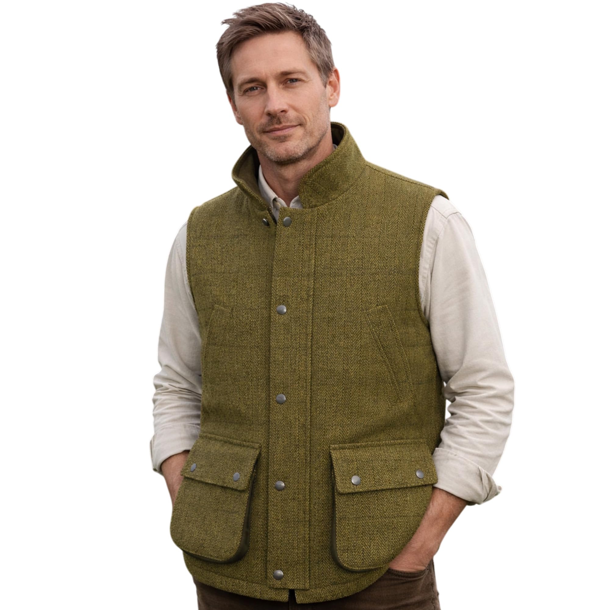 Game Technical Apparel Men’s Ascot Derby Tweed Gilet – Water Repellent Country Waistcoat with Quilted Lining