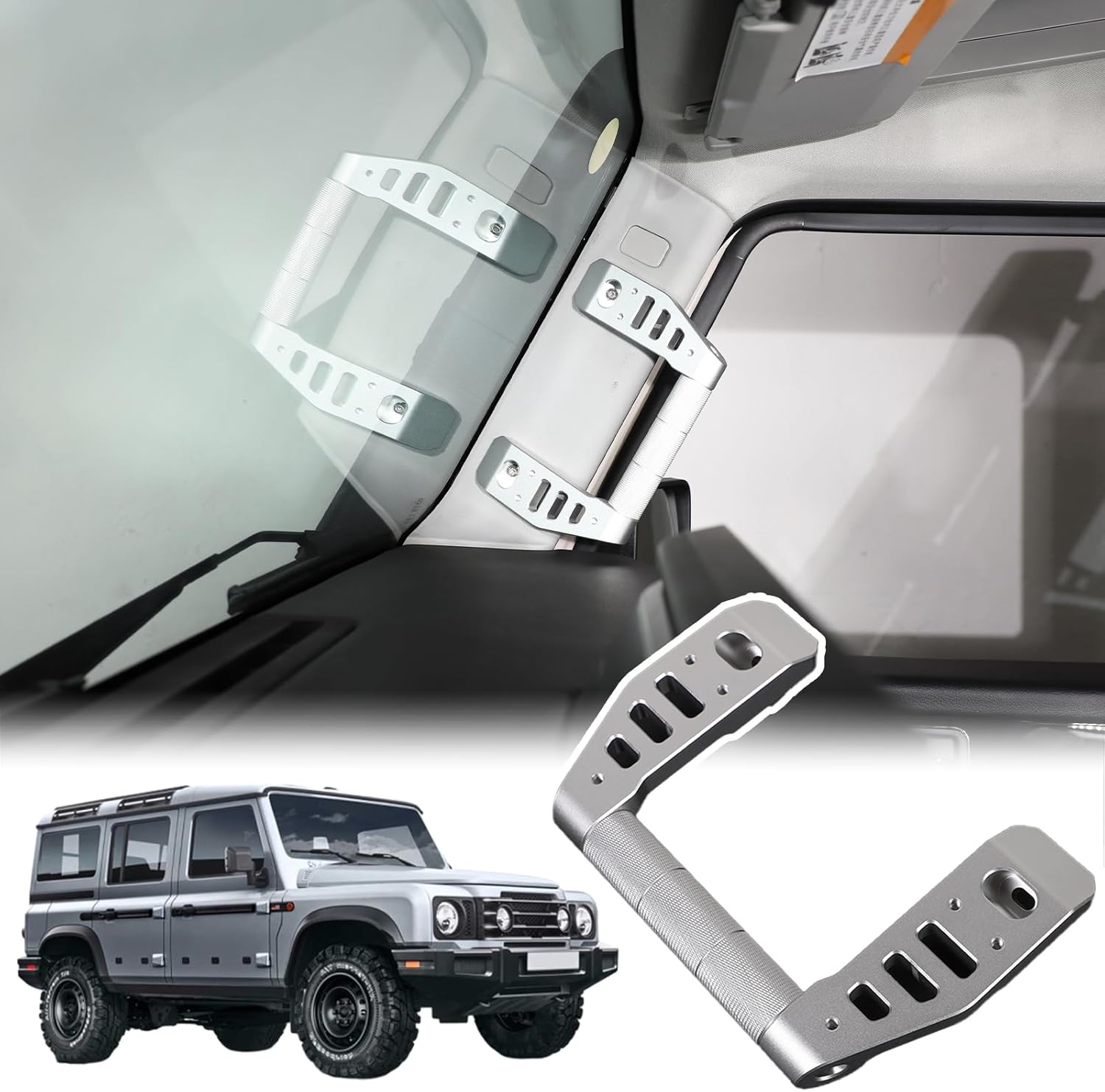 Car A-Pillar Grab Handle Grip Kit Compatible with INEOS Grenadier 2022-2024+ Aluminum A-Pillar Grip Handle Car Interior Replacement Accessories 1PCS (Black)