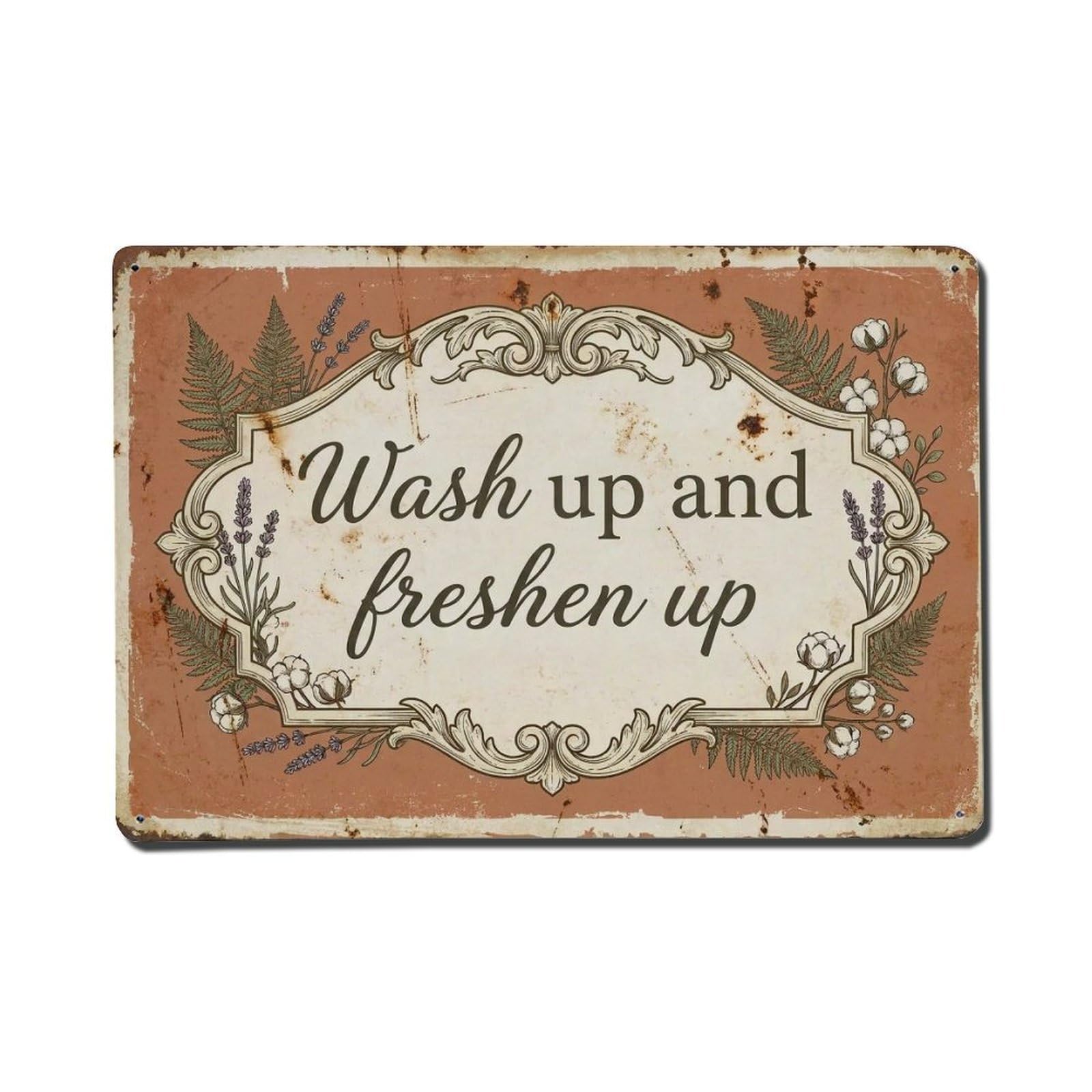 Olhnbad Style Wash Up And Freshen Up Hand Washing Quote Metal Tin Sign