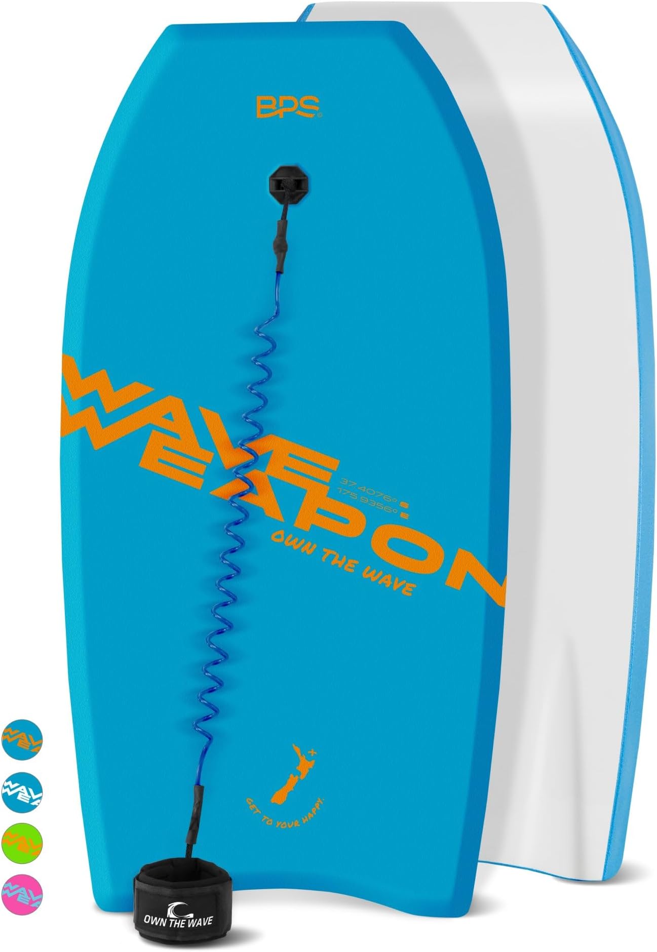Own the Wave 'Wave Weapon' Body Board for All Wave Conditions - Lightweight with EPS Core HDPE Slick Bottom Body Boards for Beach with Wrist Leash and Plug for Kids and Adults