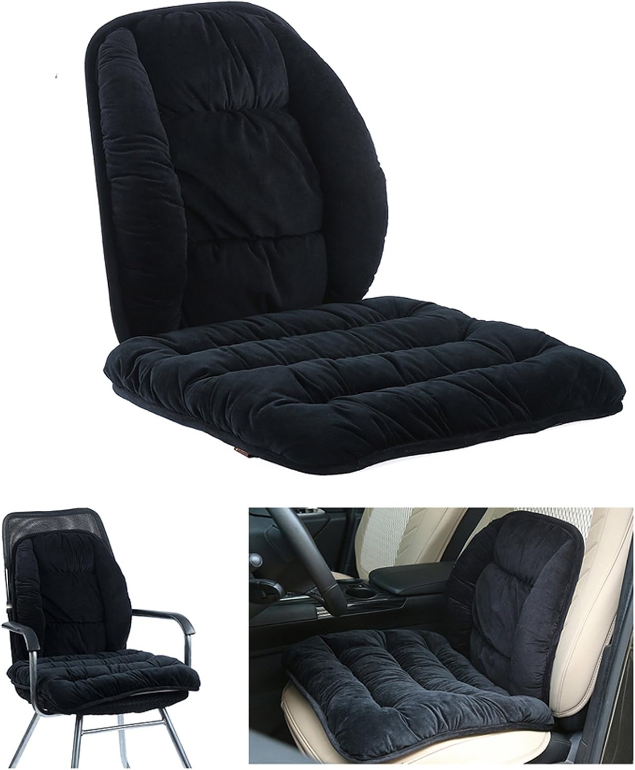 ALIBO Office Chair Back Massage Lumbar Supports and Nonslip Chair Seat Pads Cushion Pain Relief Back Rest Lumbar Cushion Pillow for Dinning Chair,Car Seats,Recliner,Sofa-Black