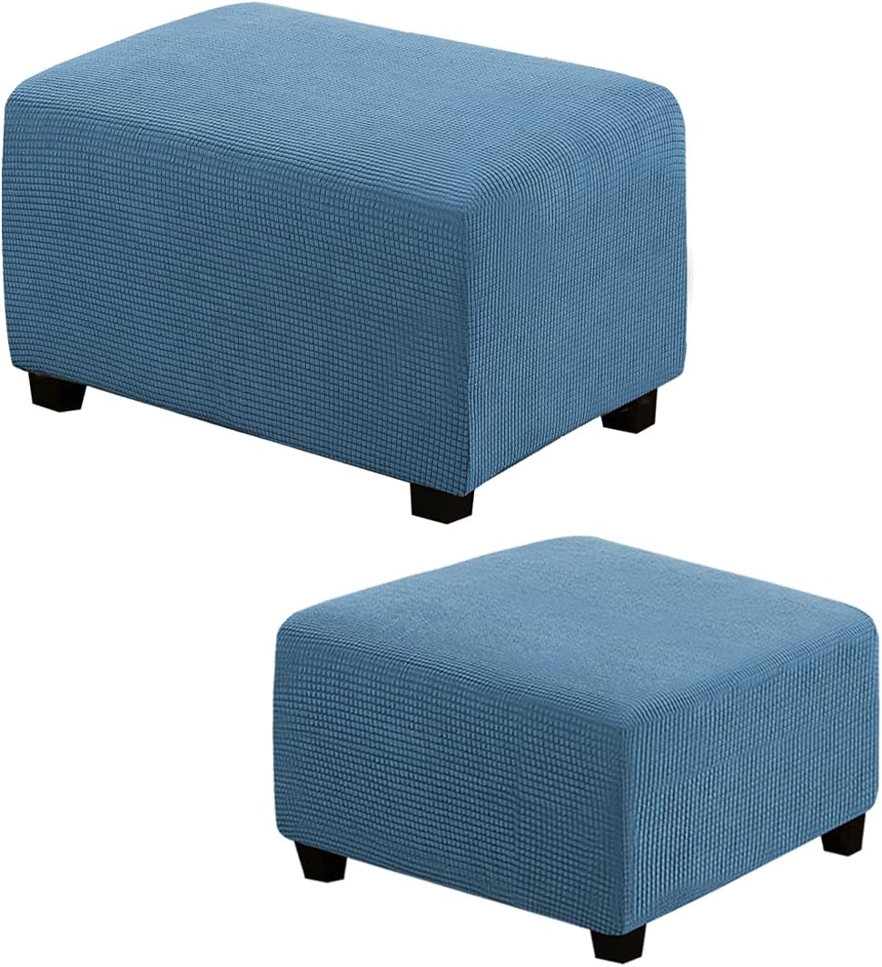 H.VERSAILTEX Rectangle Ottoman Slipcover X-Large Bundles Square Ottoman Slipcover, Dusty Blue