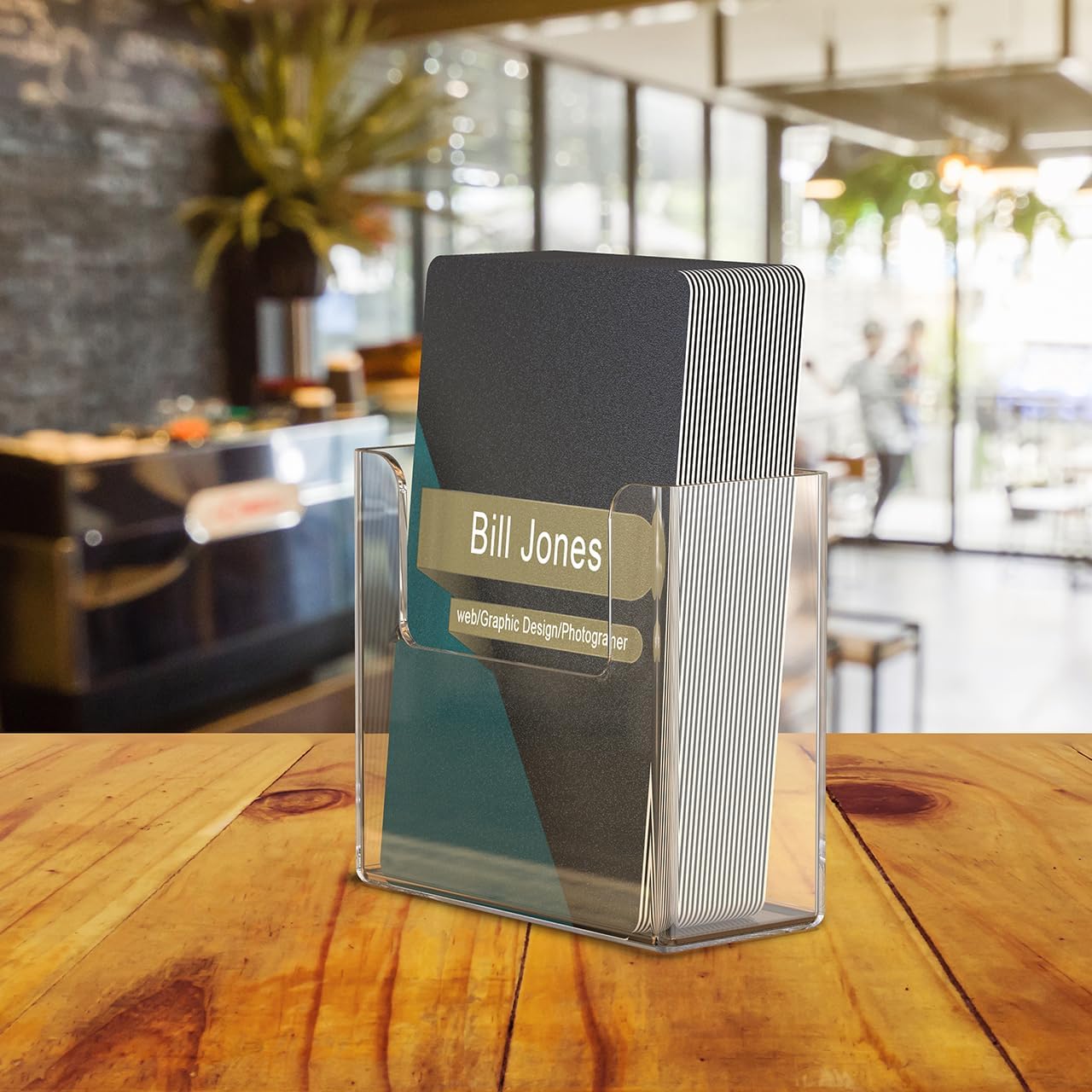 Marketing Holders 4 Pack Oversized Vertical Business Card Holder Display 2" Wide Desktop Organizer Clear Plastic Stand for Stickers Lotto Pencils Tags Scorecard Labels