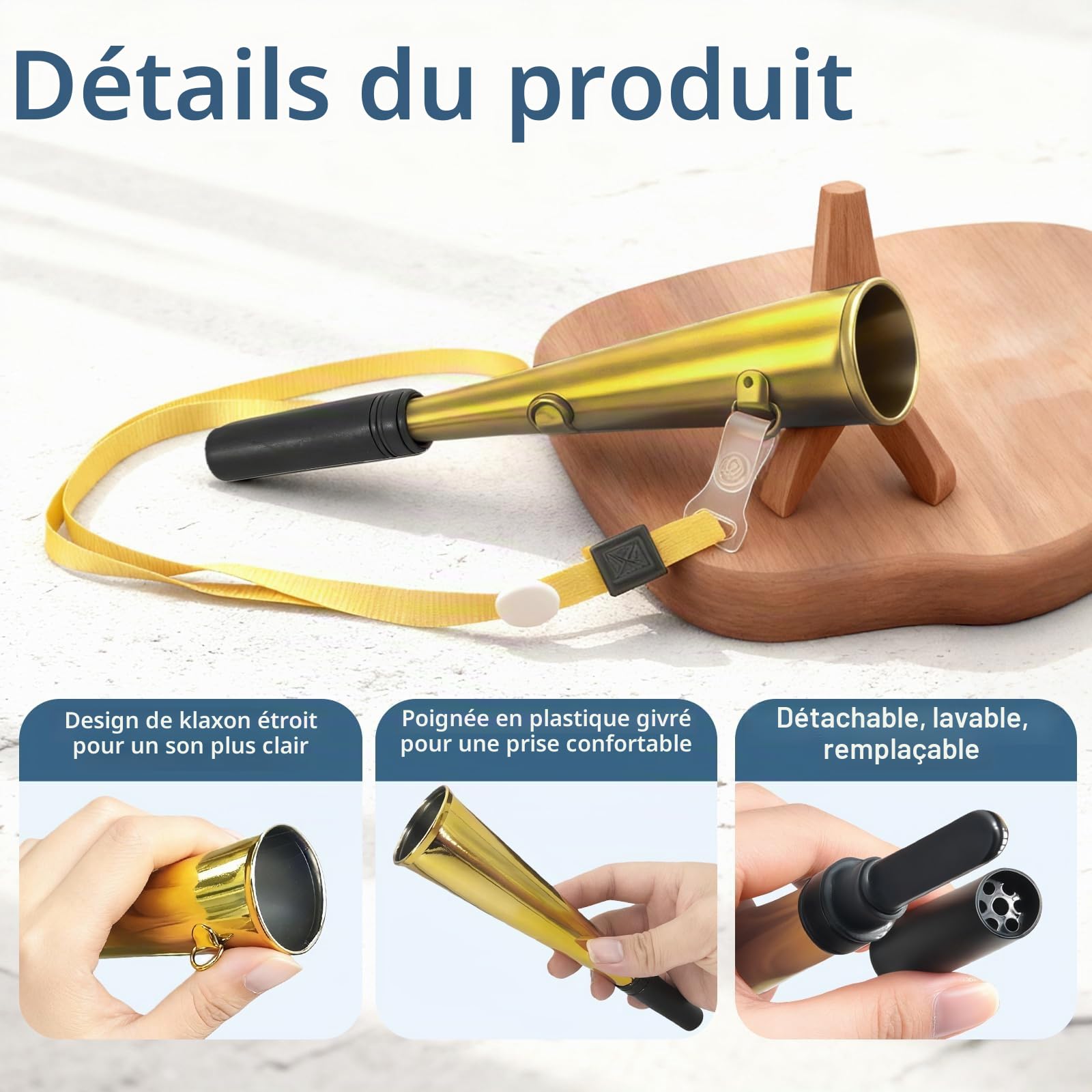 Klaxon de chasse - 21 cm - Pour chasse à la pression - En laiton - Convient pour les groupes de chasse, les petits bateaux - Force sonore claire pour différents extérieurs