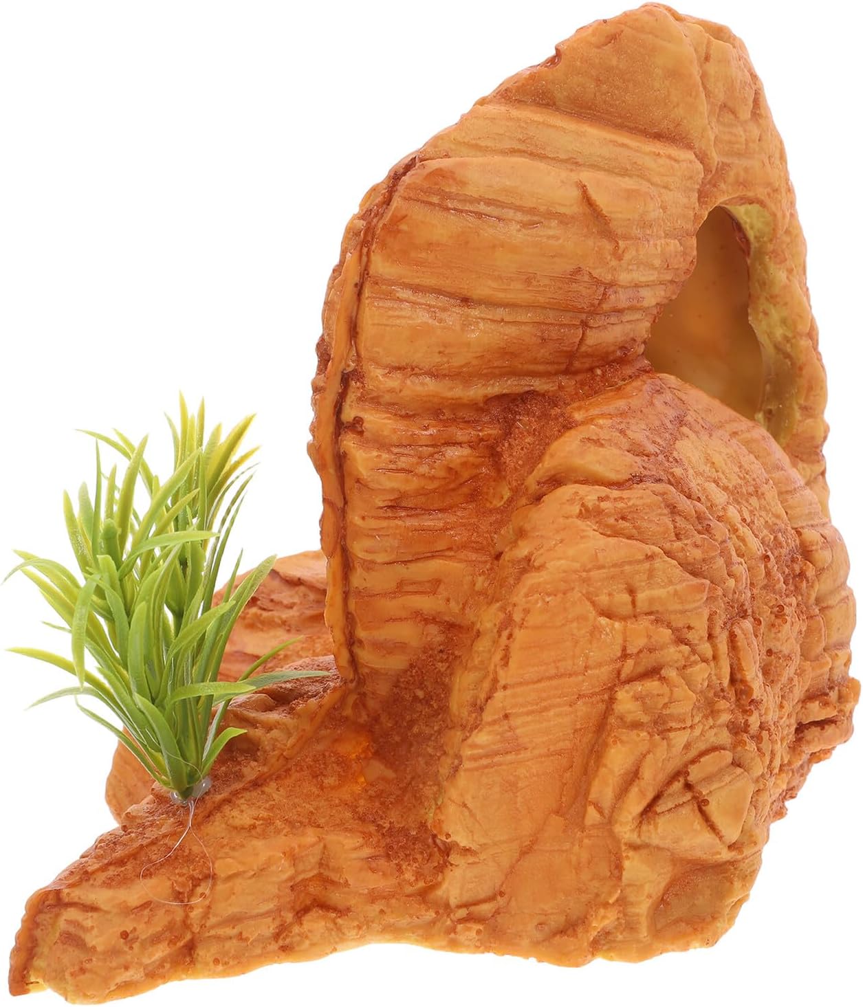 Resin Reptile Hideout Cave for Aquarium and Terrarium, Humid Habitat Decor with Realistic Red Stone Design, Suitable for Geckos, Turtles, Leopard Lizards, and Amphibians