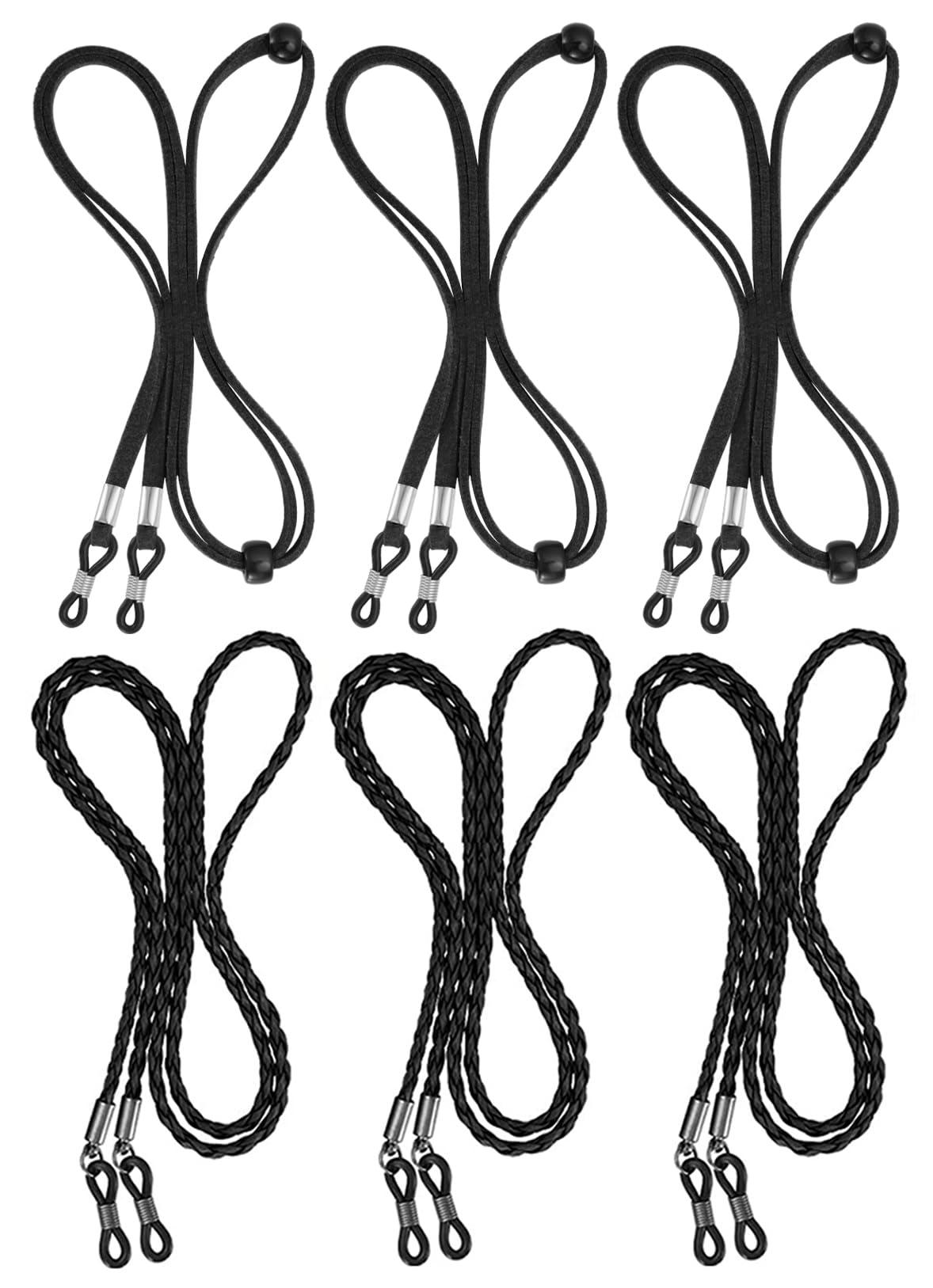 BILIONE 6 Pcs Eyeglasses Strap for Men & Women, Premium Leather Eye glasses Holders Around Neck, Dark Colors Glasses Chain