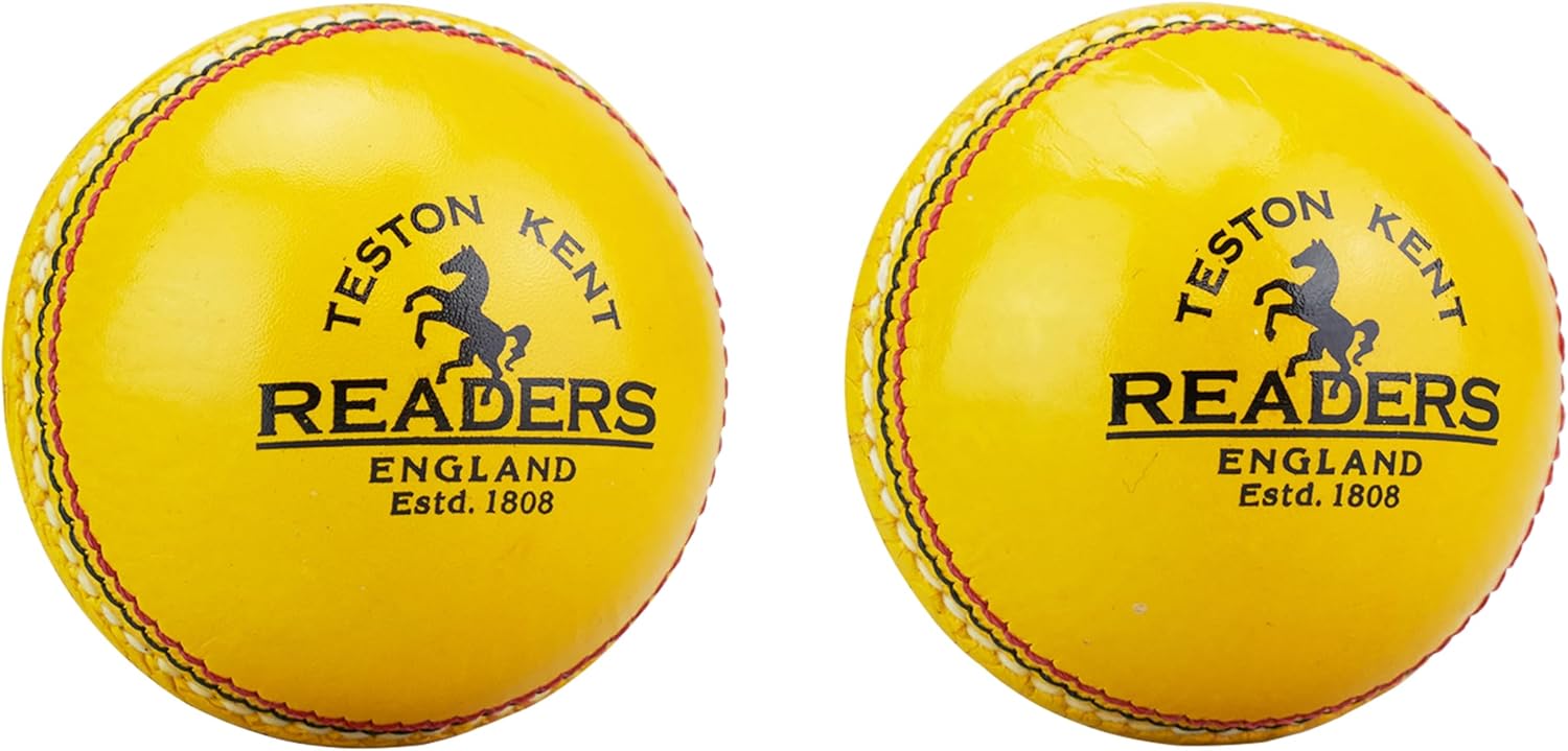 Readers Indoor Leather Cricket Ball, Yellow, Mens