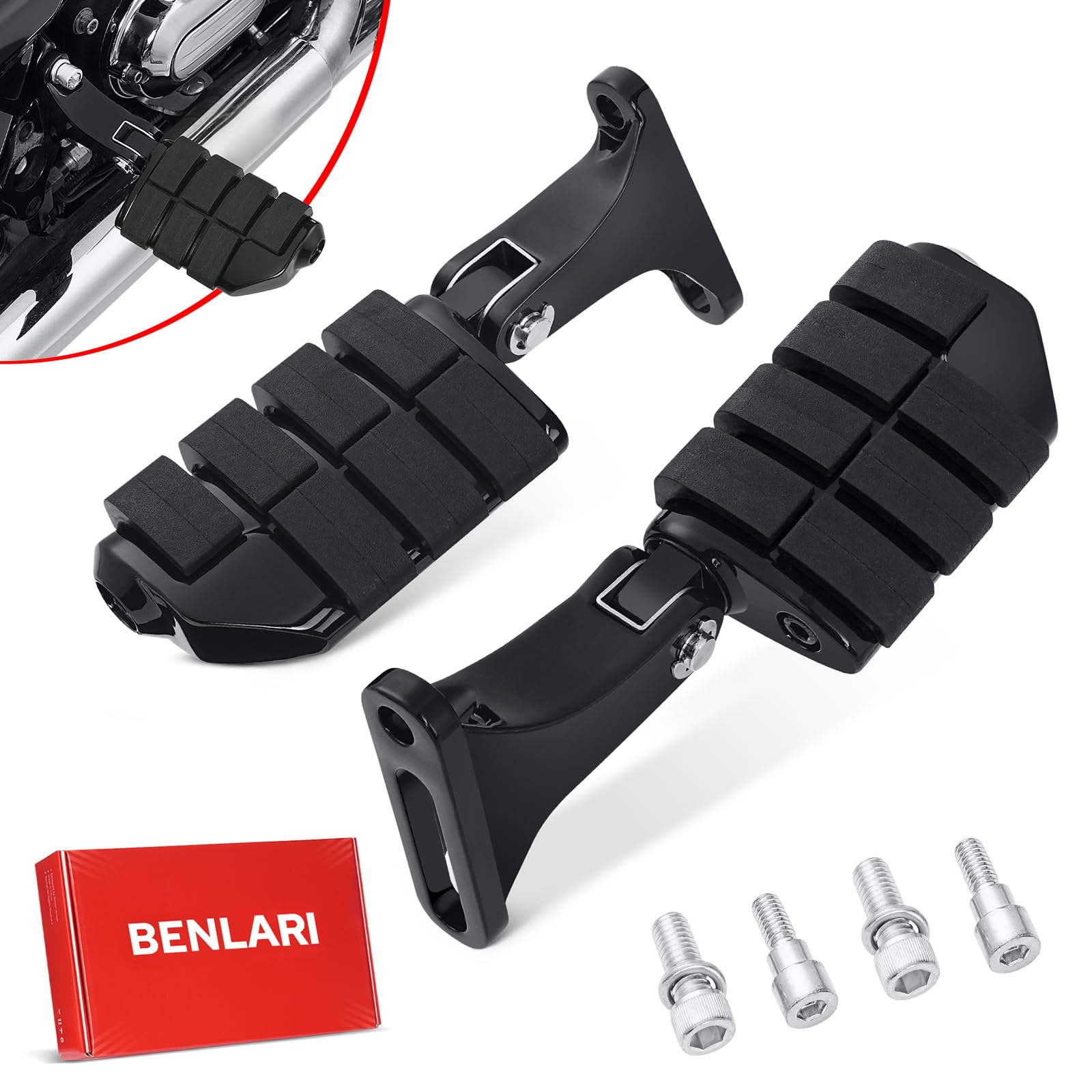 Benlari Passenger Foot Pegs, Passenger Mini Footboard Footpegs Fit for Harley Davidson Touring Road King Electra Glide Road Glide Street Glide 1993-