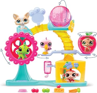 Littlest Pet Shop Fun Factory Playset | LPS Playset With 2 Exclusive Pet Mini Figures 10 Accessories 1 Collector Card And Virtual Codes | Animal Collectable Kids Toys For Girls And Boys