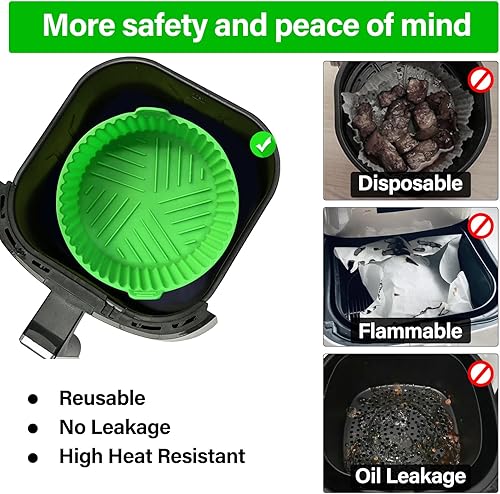 Miniatura 5 de Olla de silicona para freidora de aire de 3 a 5 cuartos de galón, tazón de cesta de silicona para freidora de aire, reemplazo de papel pergamino