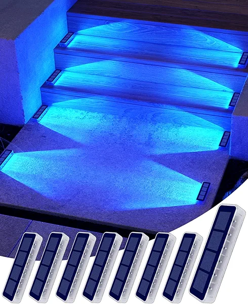 DetarZinLED Blue Solar Lights for Outside,8 Pack Solar Deck Lights Outdoor Waterproof LED,Blue Step Light for Outside,Dock Light Solar Powered Waterproof for Deck,Steps,Dock,Driveway,Stair,Path