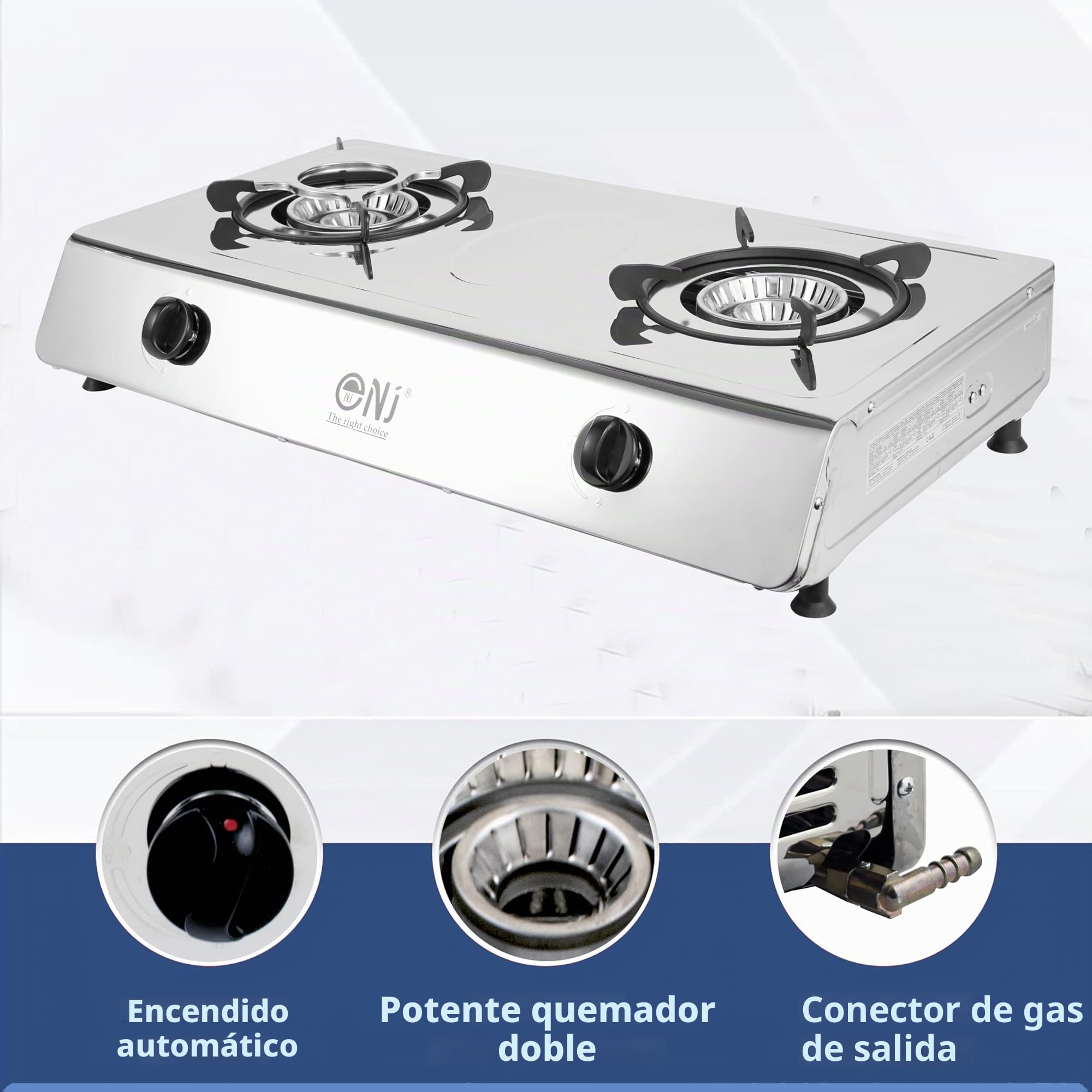 NJ-200 Cocina de Gas Portátil - 2 Fuego Hornillo Camping Gas GPL