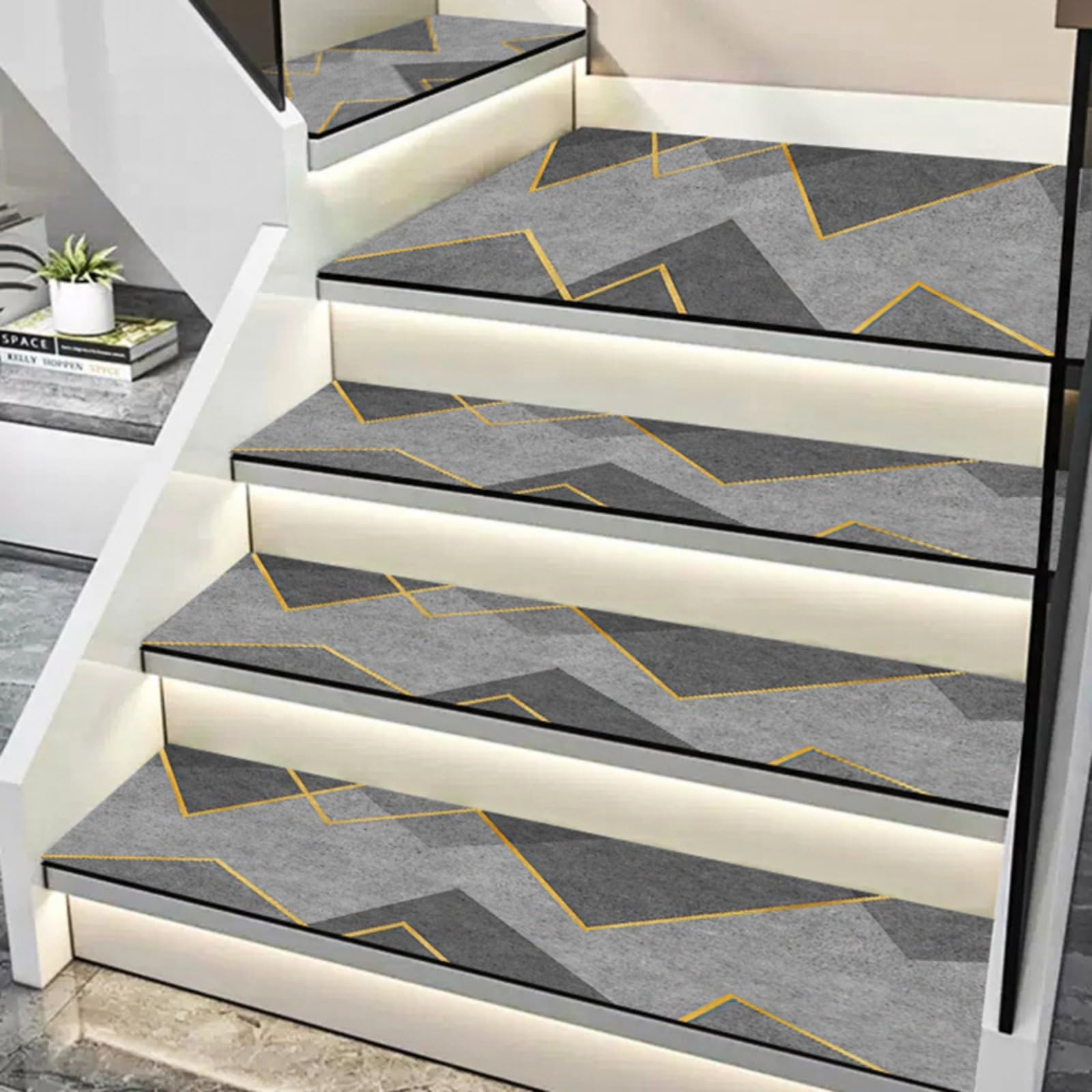 Alfombrilla de escalera de 26 x 65 cm antideslizante lavable con estampado de madera 15 unidades