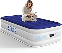 Sebor Twin Air Mattress with Built-in Pump 18" - Patented Durable Design, Quick Inflate Under 3 Min, Plush Comfort for Camping & Guests