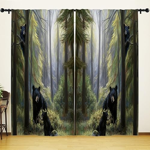 Living Room Curtains With Black Bear Amazon Com