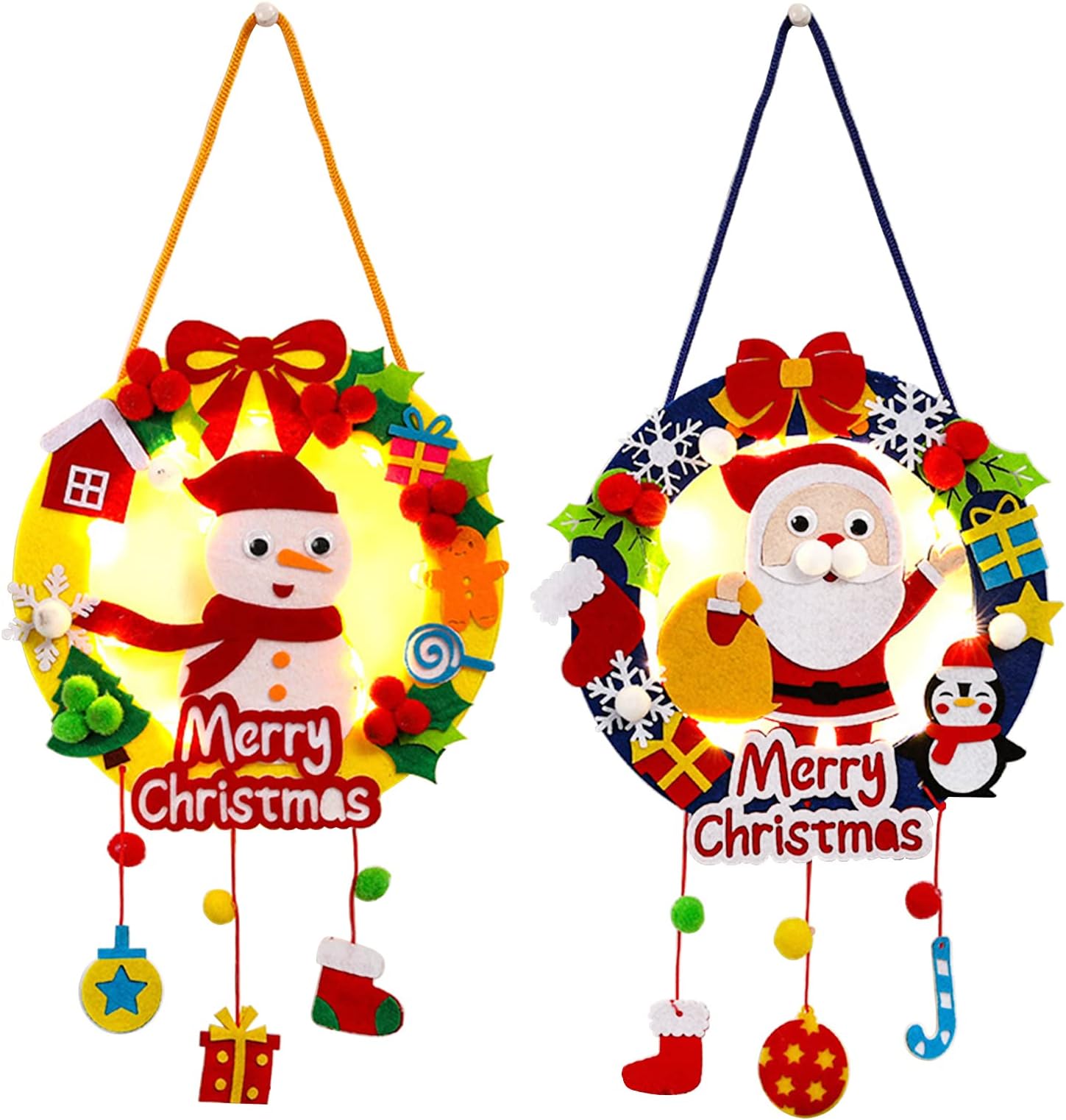 Kit DIY Noël En Feutre Pour Enfants - 3 Sets De Décorations à Créer (sapin, Couronne, Maison)