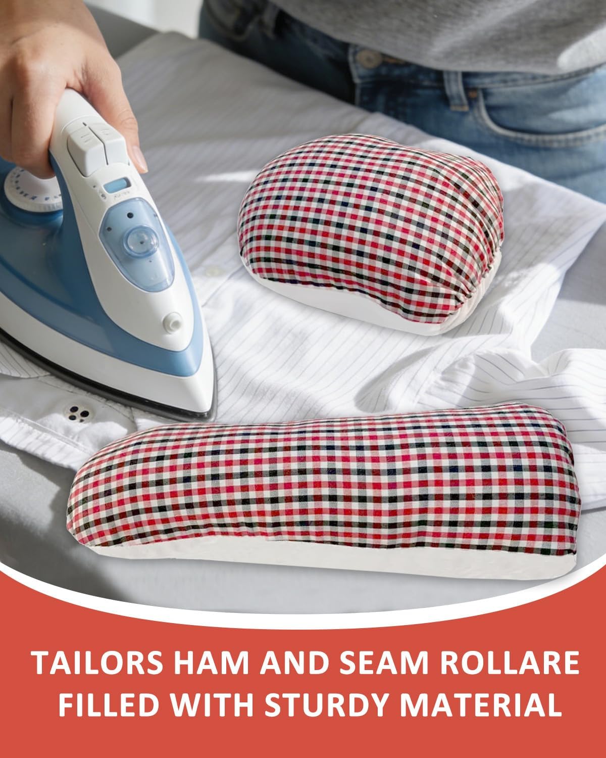 Professional 2 Pack Tailors Ham for Pressing Sewing and Seam Roll Set,Pad Ergonomic Ironing Tool for Curved Seams Kit