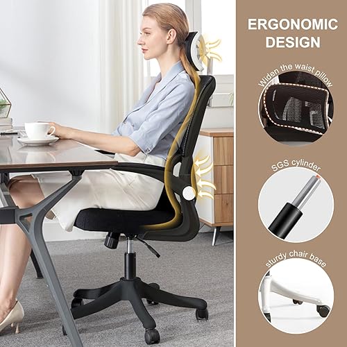 Miniatura 5 de Silla de oficina ergonómica con respaldo alto, soporte lumbar, reposacabezas ajustable, reposabrazos 3D y soporte lumbar para silla de oficina en