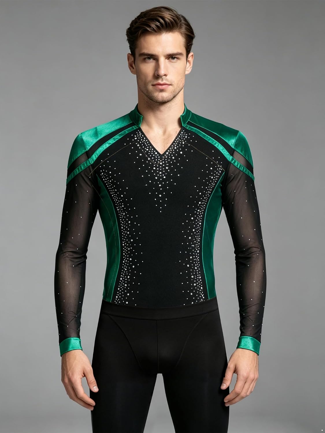 Hularka Men Latin Dance Leotard Ballroom Dance Shirt