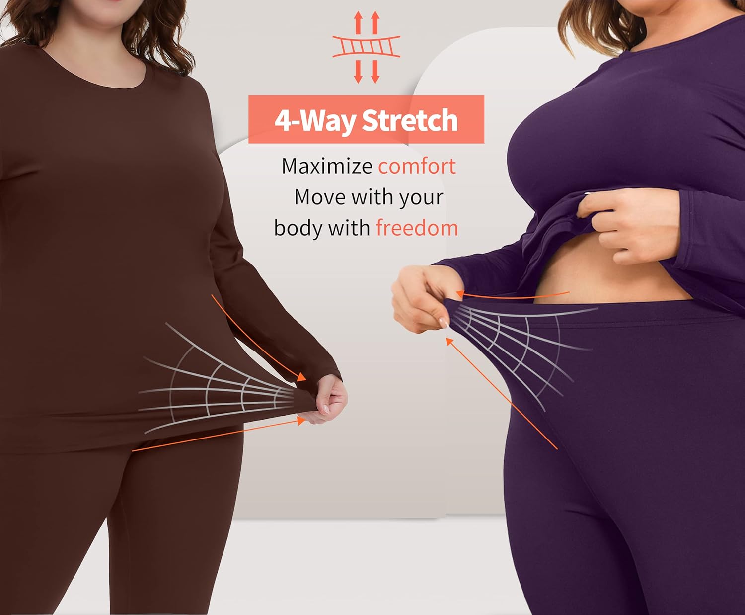 COOTRY Plus Size Thermal Underwear for Women Long Johns Fleece Lined Base Layer Top and Bottom Sets - Image 4