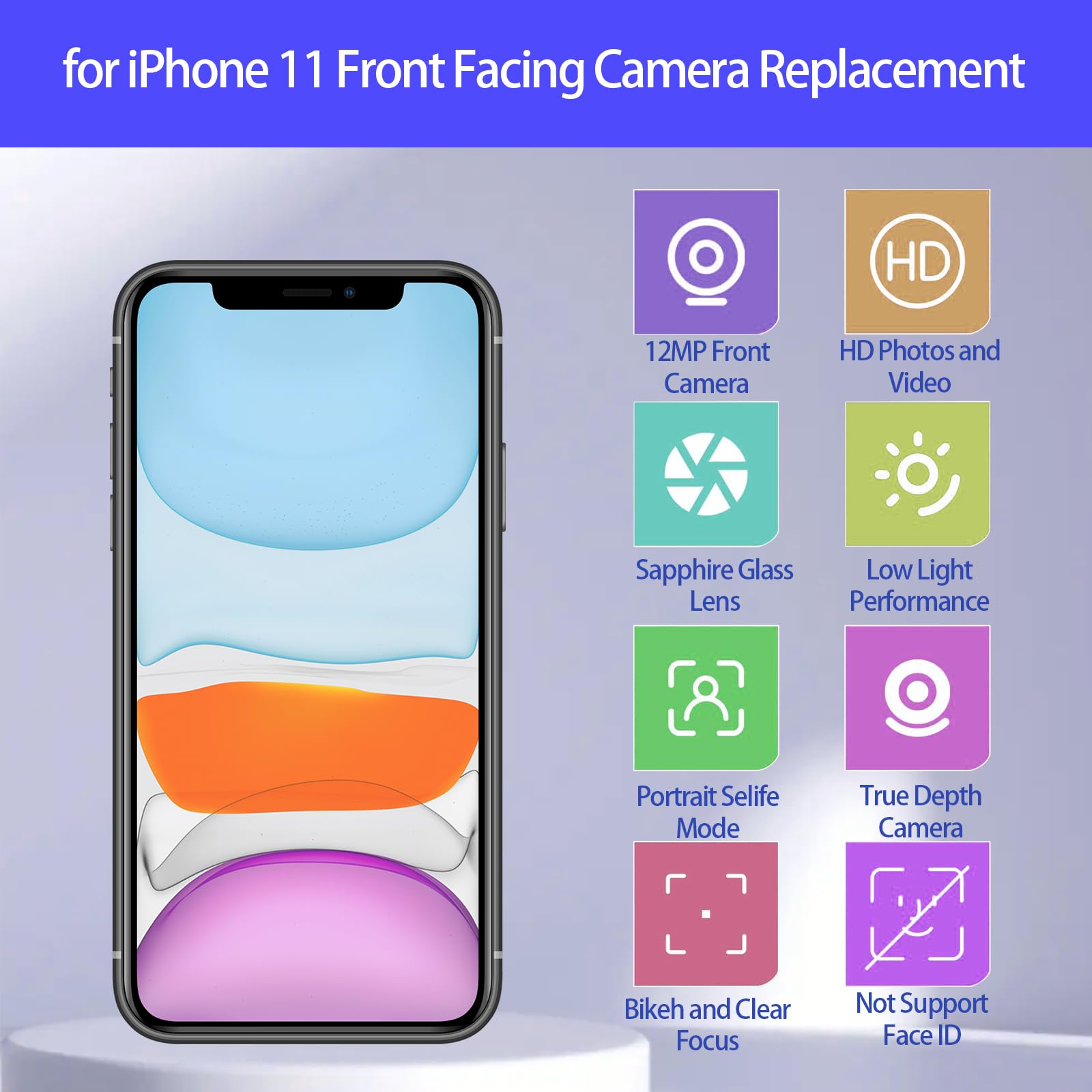 MrR.OMW for iPhone 11 Front Facing Camera 12MP, Module Flex Cable