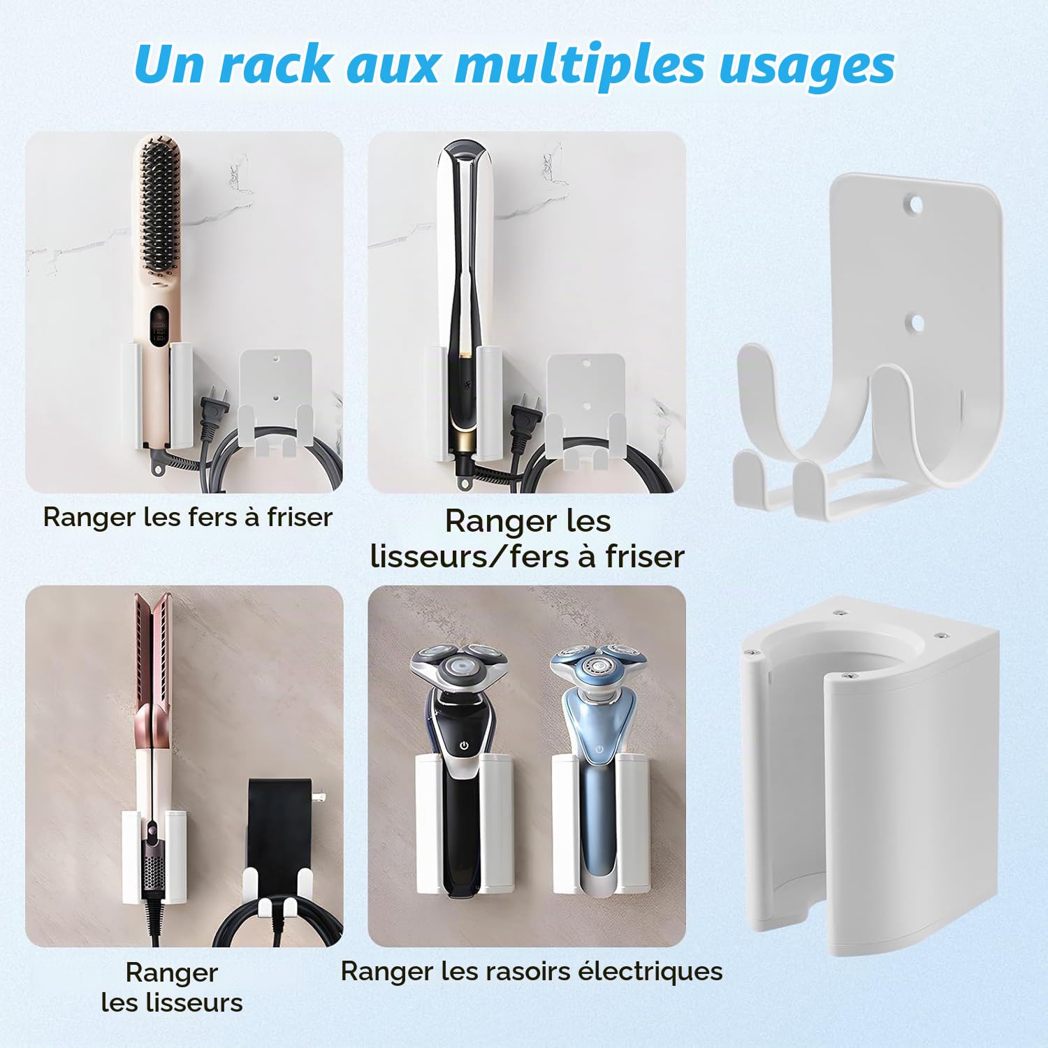 Support mural compatible avec Dyson Airstrait/Airwrap/Corrale/HD17, aluminium Airstrait HT01 avec support de câble d'alimentation, base sans perçage