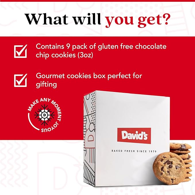 David's Cookies Galletas de Chocolate Gluten Free 9 Pack miniatura 3