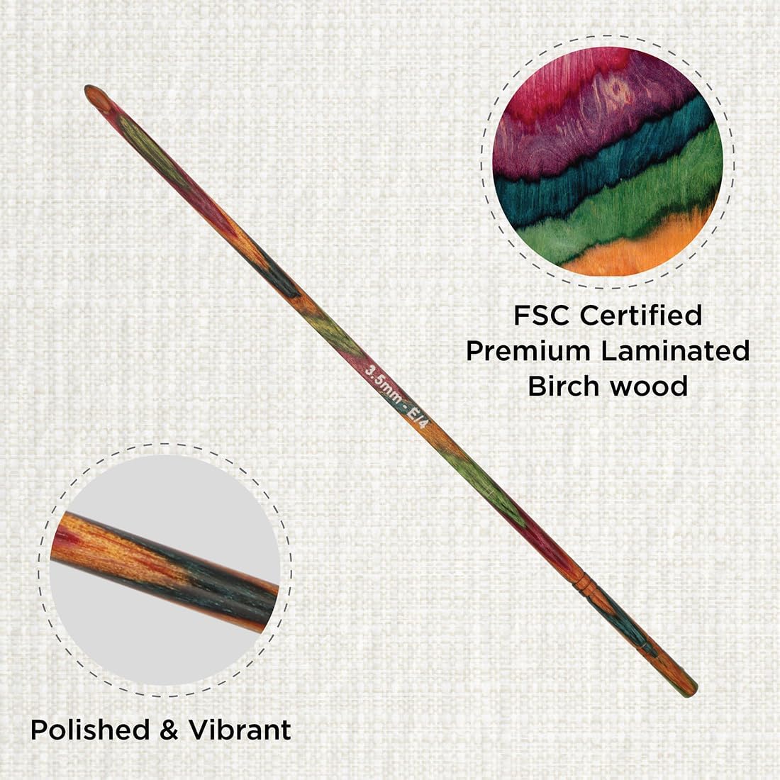 KnitPro KP20703 Symphonie Single Fine Knitting Crochet Wood Multi-Coloured 17 x 1 x 11 cm