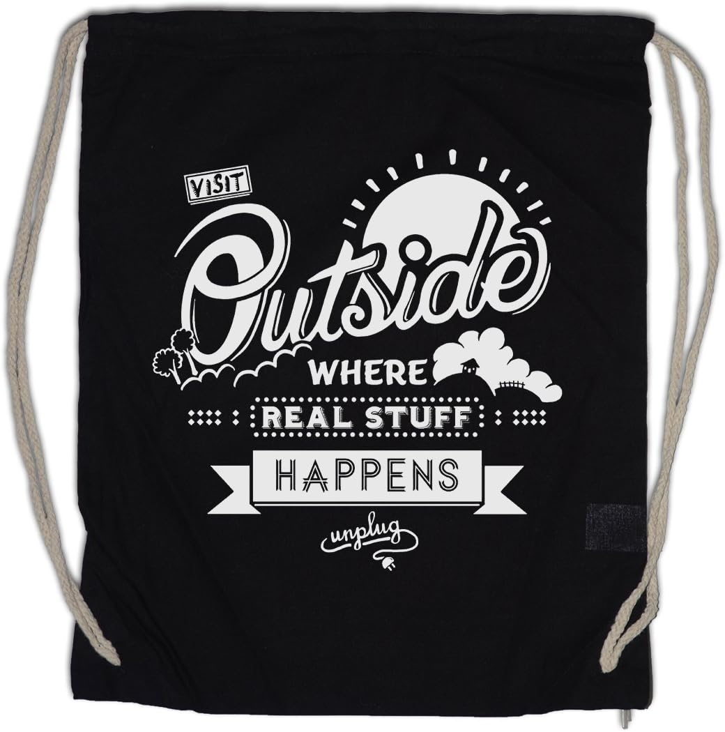 Urban Backwoods Visit Outside Nerd Drawstring Bag Gym Sack