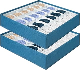 AiQInu Organizador de Gavetas, 2 Peças 24 Compartimentos Organizador Dobrável de Roupeiro com Compartimento para Armazen...