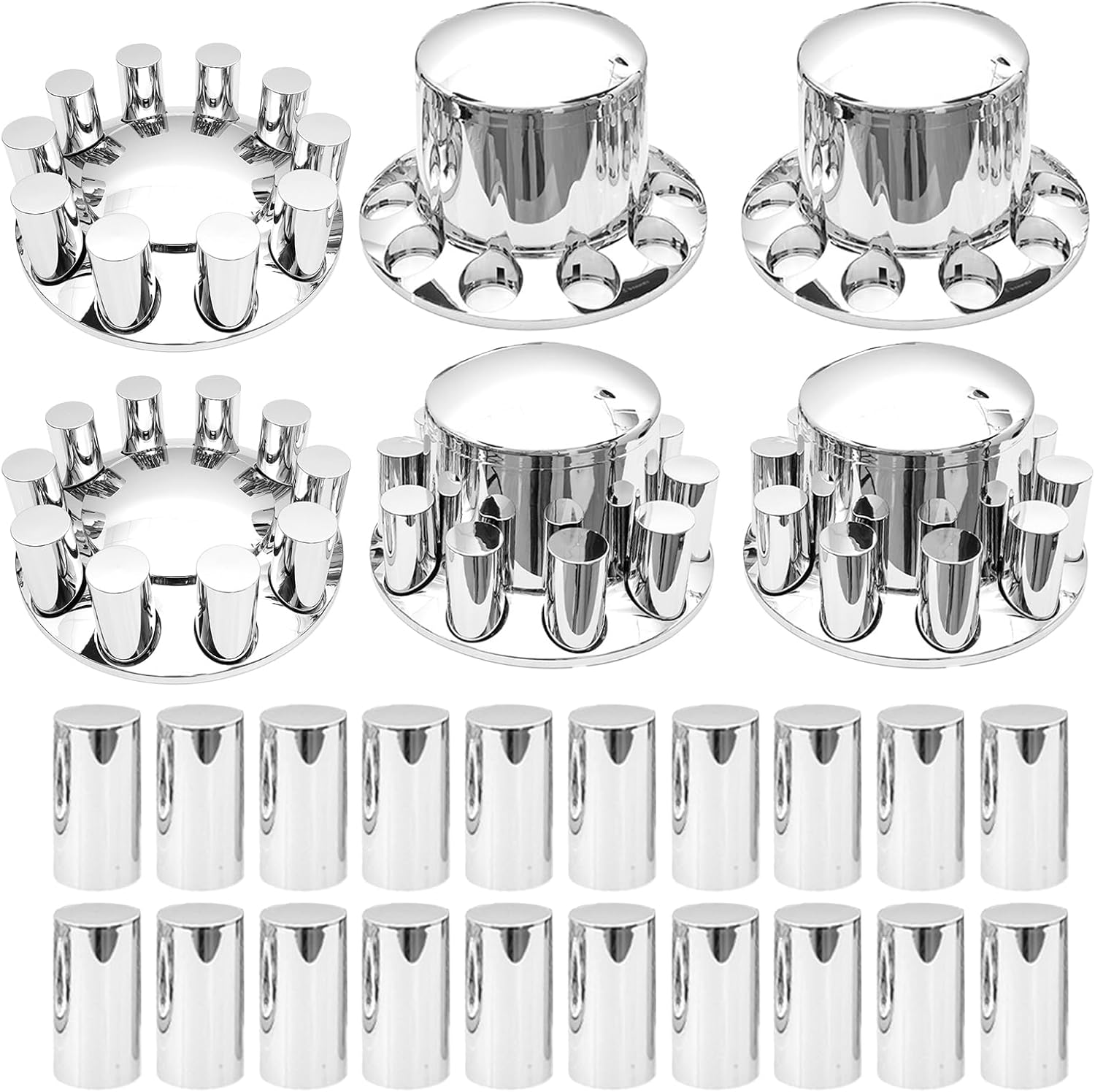 High Soar Lug Nut Covers,1.3 inch Chrome Lug Nut Covers for Semi Trucks Axle Cover Screw-on ABS Wheel Axle Nut Complete Waterproof(2 Front & 4 Rear) Cylinder