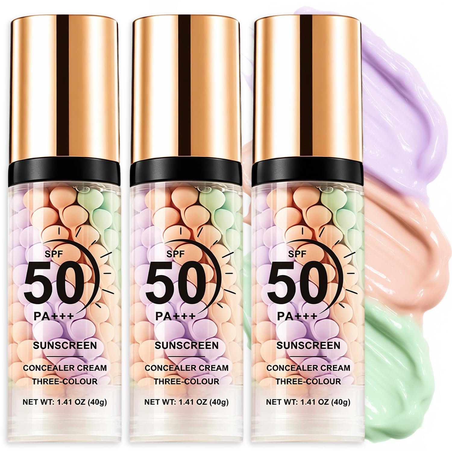 3Pcs 3-in-1 Color Corrector, SPF 50 Sunscreen Primer for Face Before Makeup 3 Pcs