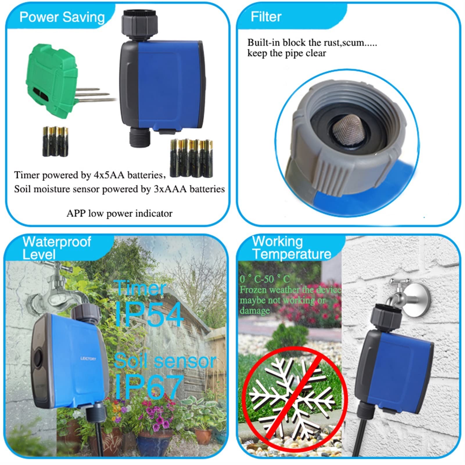 Smart Sprinkler Timer per irrigazione WIFI Tuya Smart Sprinkler Timer Giardino domestico Timer per irrigazione automatica Sensore pioggia Irrigazione per irrigazione Traccia il traffico e risparmia