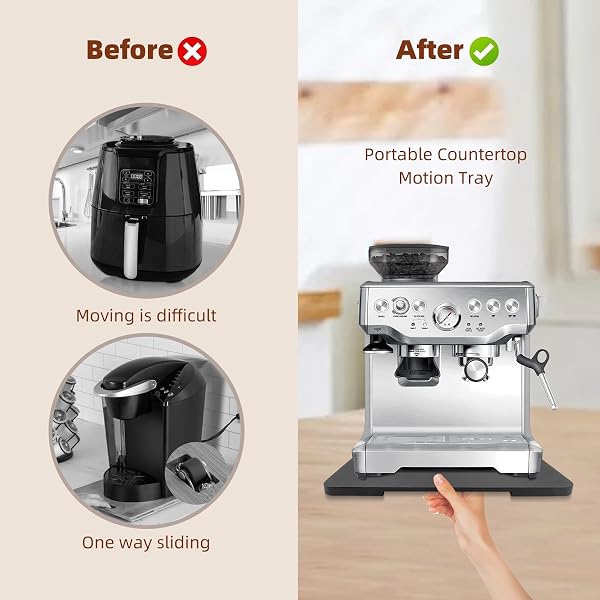 360° Rolling Tray Bamboo Appliance Slider for Kitchen Appliances, for Breville Espresso Machine Accessories, Sliding Tray for Coffee Maker Appliances Mat Easily from Under The Cabinet Black 13"×15.7" Black 15.7x13inch - 2