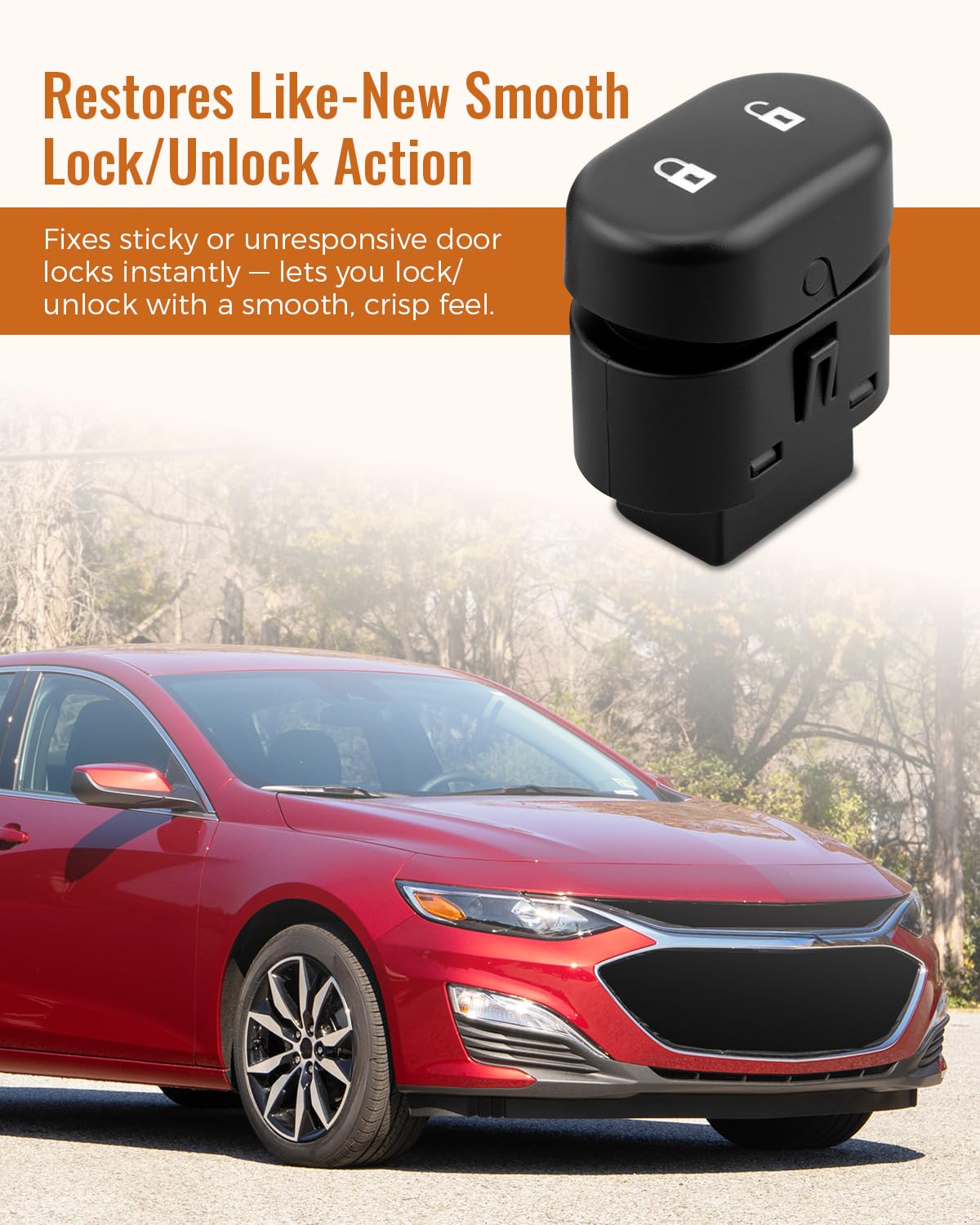Car Door Lock Switch Front Left Right, Fit for Chevrolet Malibu 2008 2009 2010, Replace 15823977/15835662 Black, 1 Pair