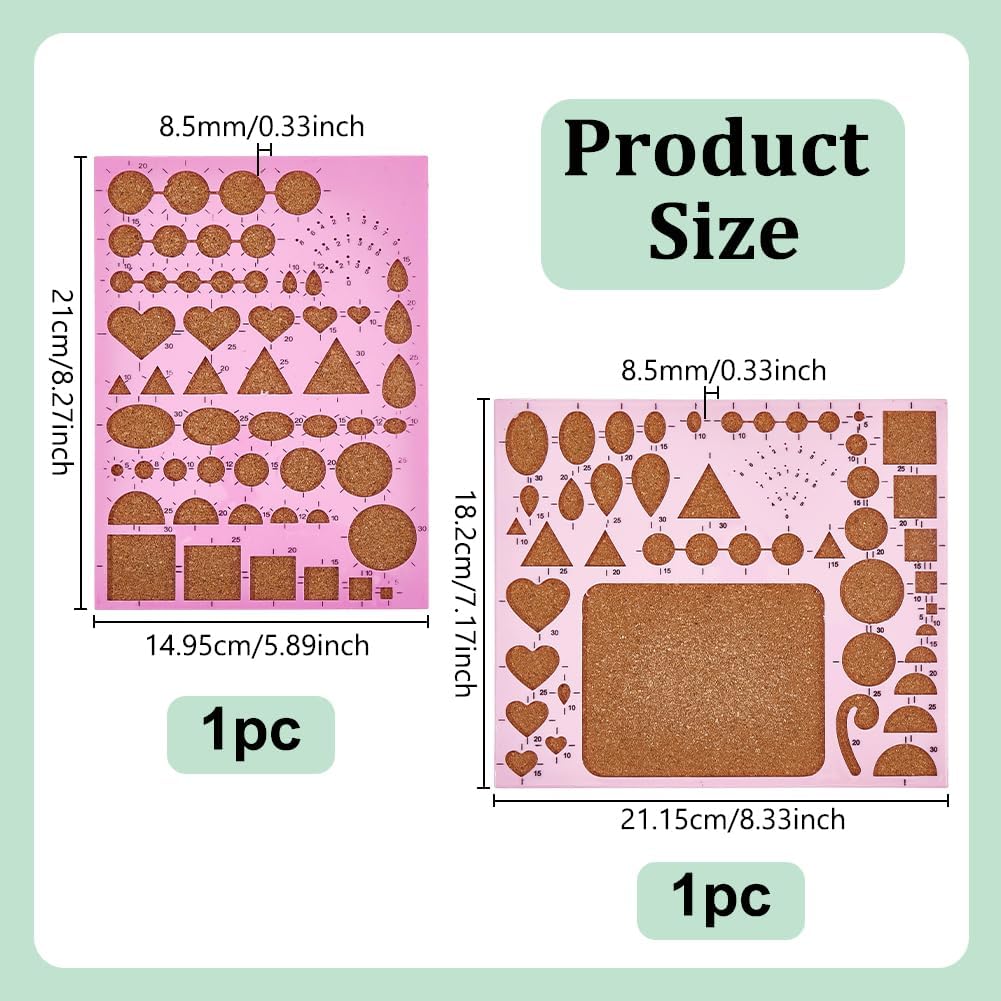 UNICRAFTALE 2Pcs 2 Styles Pink Plastic & Paper Quilling Template Board Crimper Tool Paper Strips Form Board for DIY Art Crafts