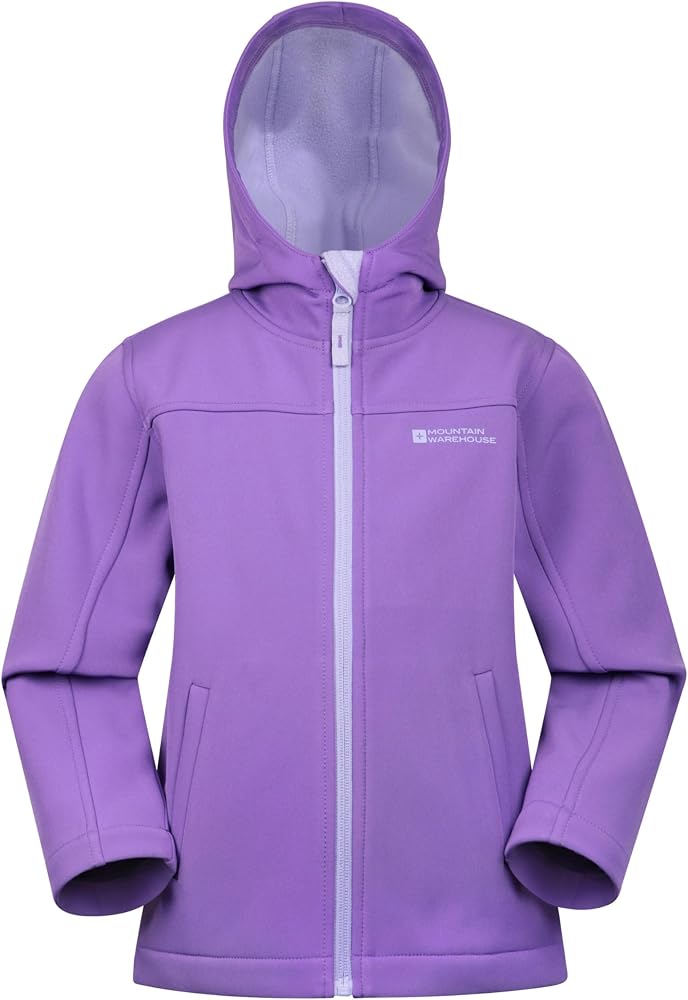 Mountain Warehouse Veste Enfant Exodus Softshell Noire 13 Ans - Coupe-Vent Imperméable Capuche Polaire