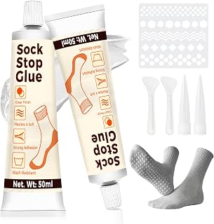 Sock Stop, Clear Waterproof Sock Glue 100ml, Washable Sock Stop Anti Slip Adhesive with Precision Nozzle for DIY Anti Slip Socks, Rugs, Mats and Blankets, Hangers
