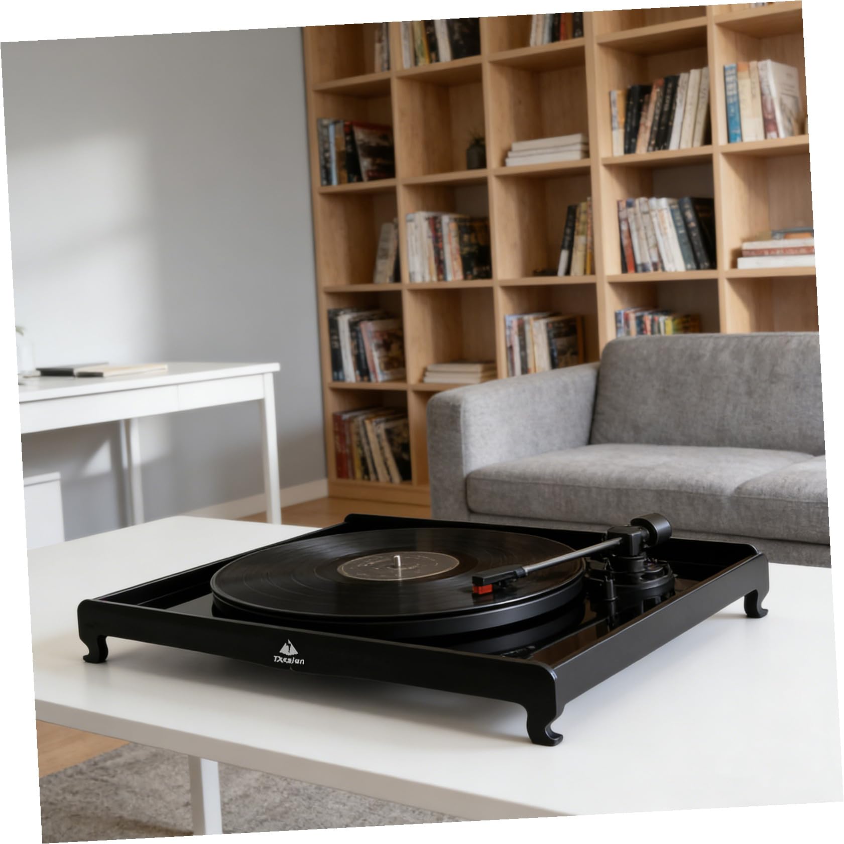 Supporto per Giradischi in Acrilico Nero Piattaforma Isolamento Vibrazioni per Migliorare Qualità Audio in Casa o Studio Musicale