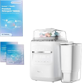 Papablic Baby Bottle Washer with Water Purification & Upgraded 60Pcs Baby Bottle Washer Tablets