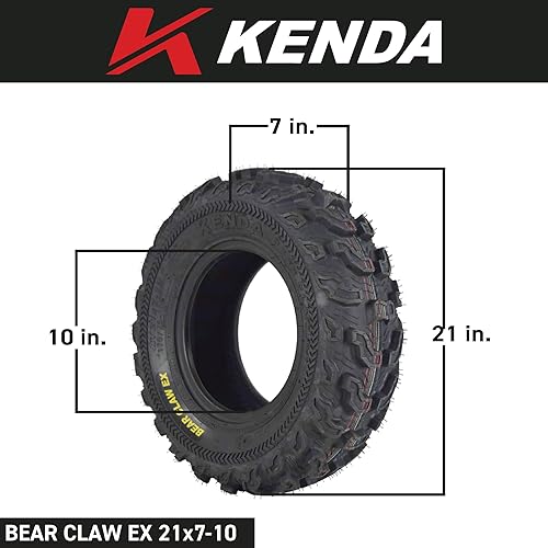 Miniatura 2 de Kenda Bearclaw EX K573-21x7-10 - Neumático delantero para vehículos todo terreno (ATV), UTV y lado a lado (SxS), 6 capas, Bear Claw EX 21x7x10