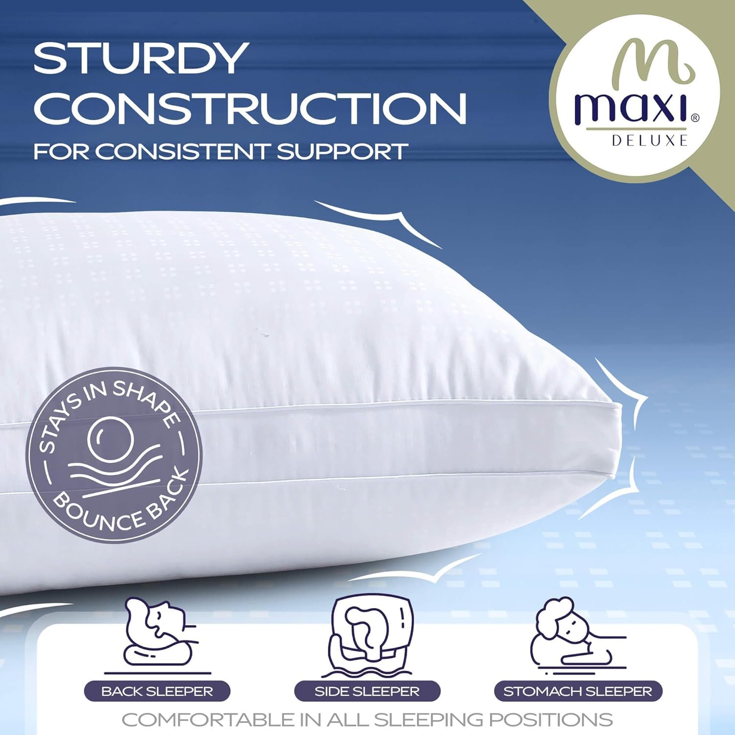 Mastertex SYNCHKG067361 Daunen Alternative Bett Kissen Baumwolle Bezug Super Plüsch Mikrofaser Füllung Hypoallergen und Allergie Sicher Weich und Atmungsaktiv King Size (20x36x1,5)