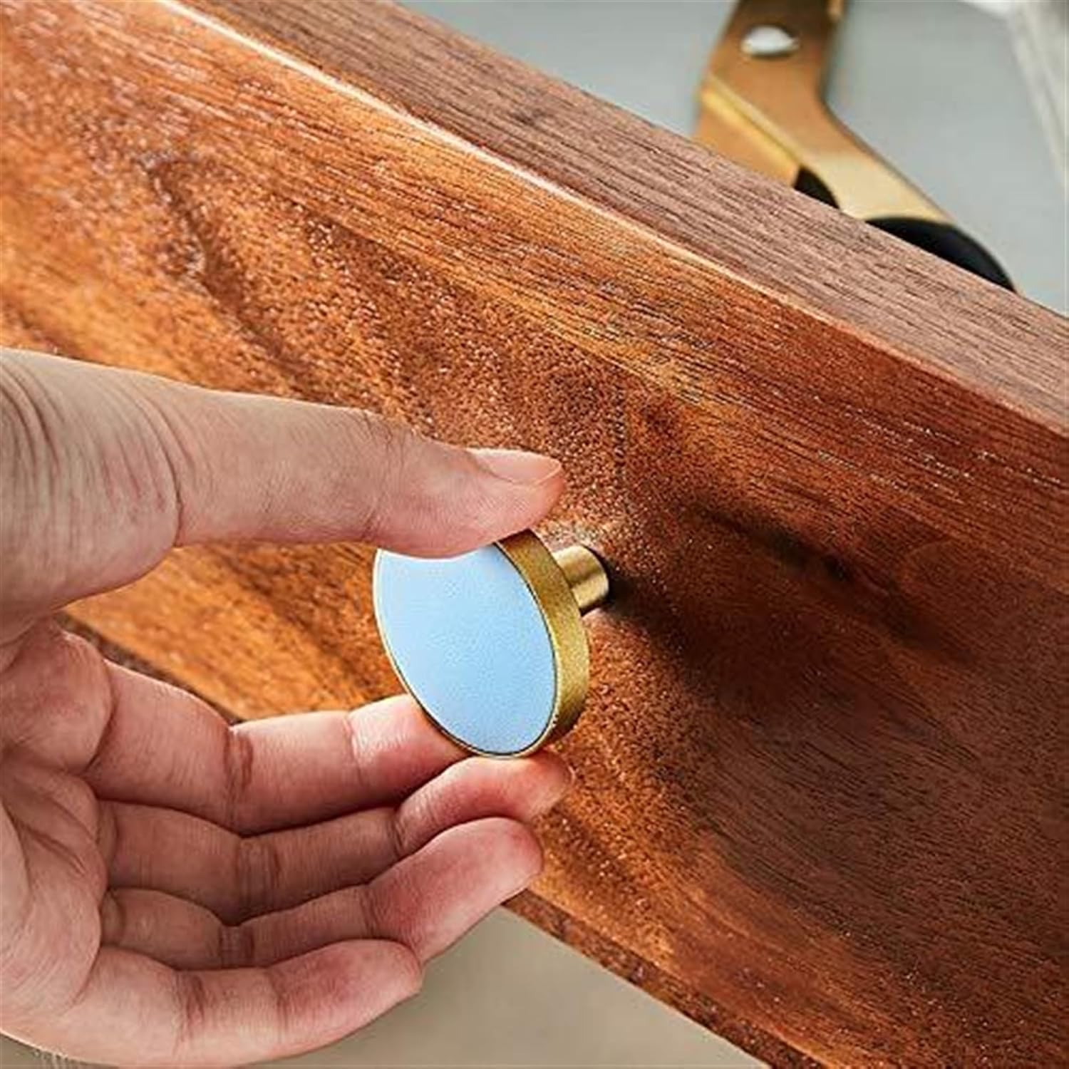 Furniture Handles for Cabinets and Drawers Door Knobs Kitchen Cupboard Wardrobe Pulls Decorate Wall Hanging Hooks (Color : Blue Copper, Size : 27mm)