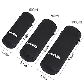 RICHEN Neoprene Water Bottle Carrier Bag with Adjustable Shoulder Strap,Insulated Water Bottle Cover for 750ml/24oz Stainless Steel/Glass/Plastic Bottles (Black,750ml)