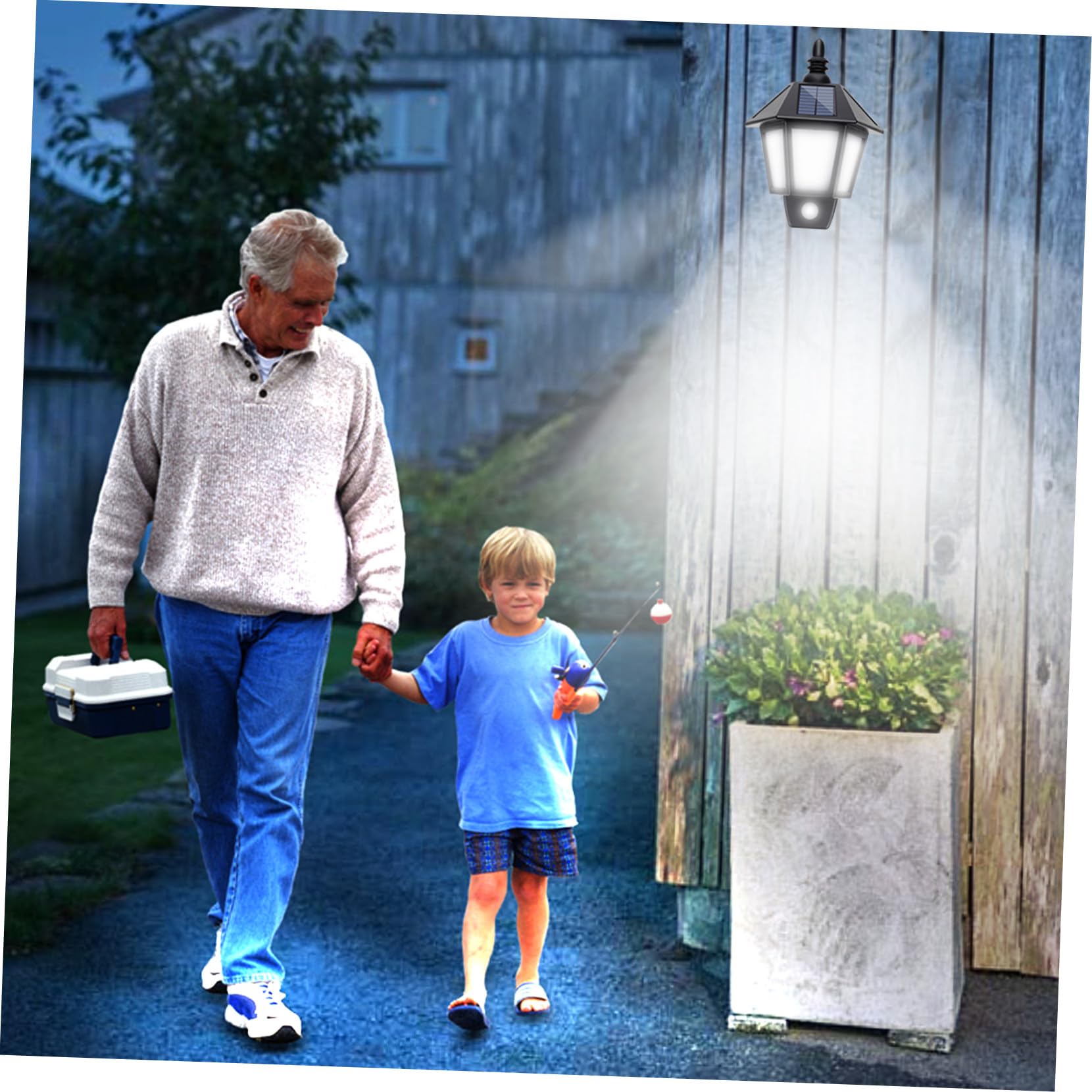 Toddmomy LED Abs Außen für Bewegungsmelder Solar mit Wandleuchte aus Ip55 Schwarzem Material Geeignet für Einfahrt und Gartenbeleuchtung