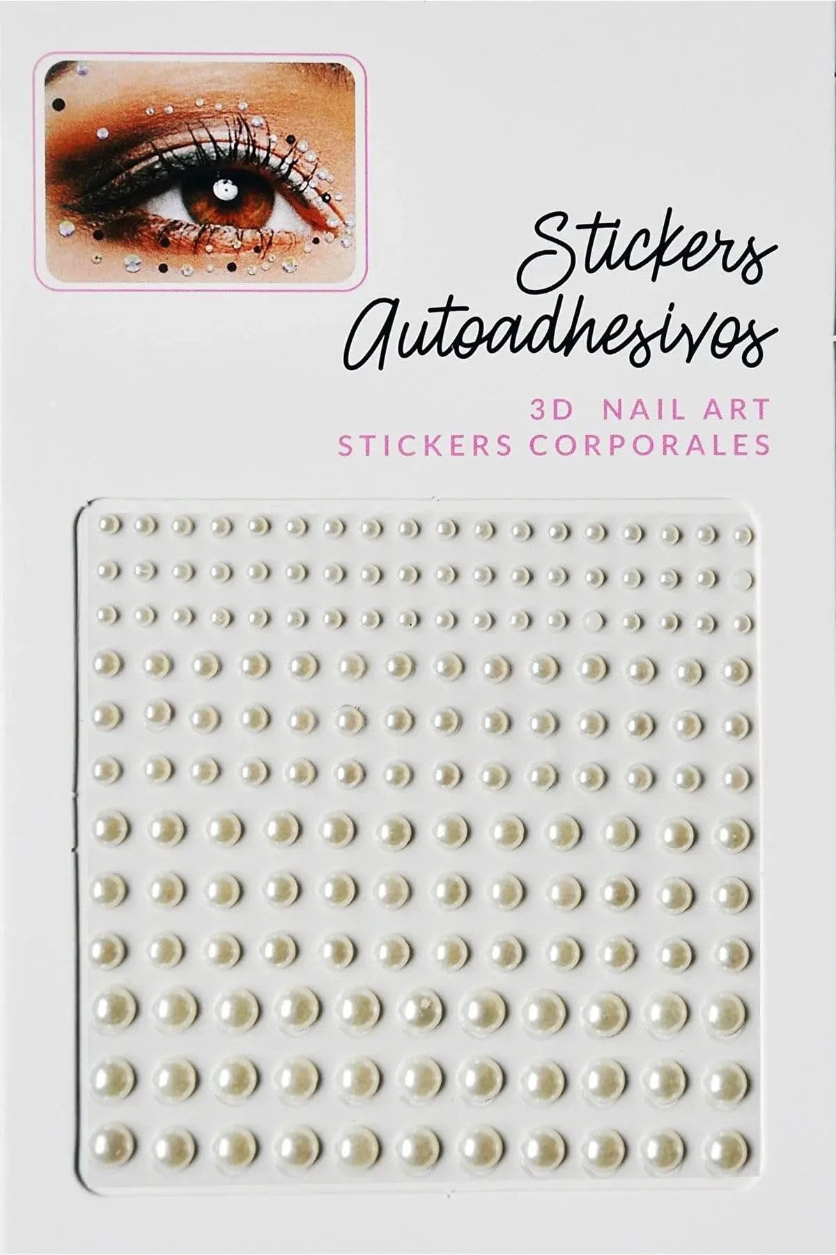 hb tasarım 165 Adet Vücut Ve Yüz Taşı Stickers Tırnak Makyaj Taşı Yapışkan Inci Yüz Taşları, Tek Ebat, swnail10, Beyaz, Kadın