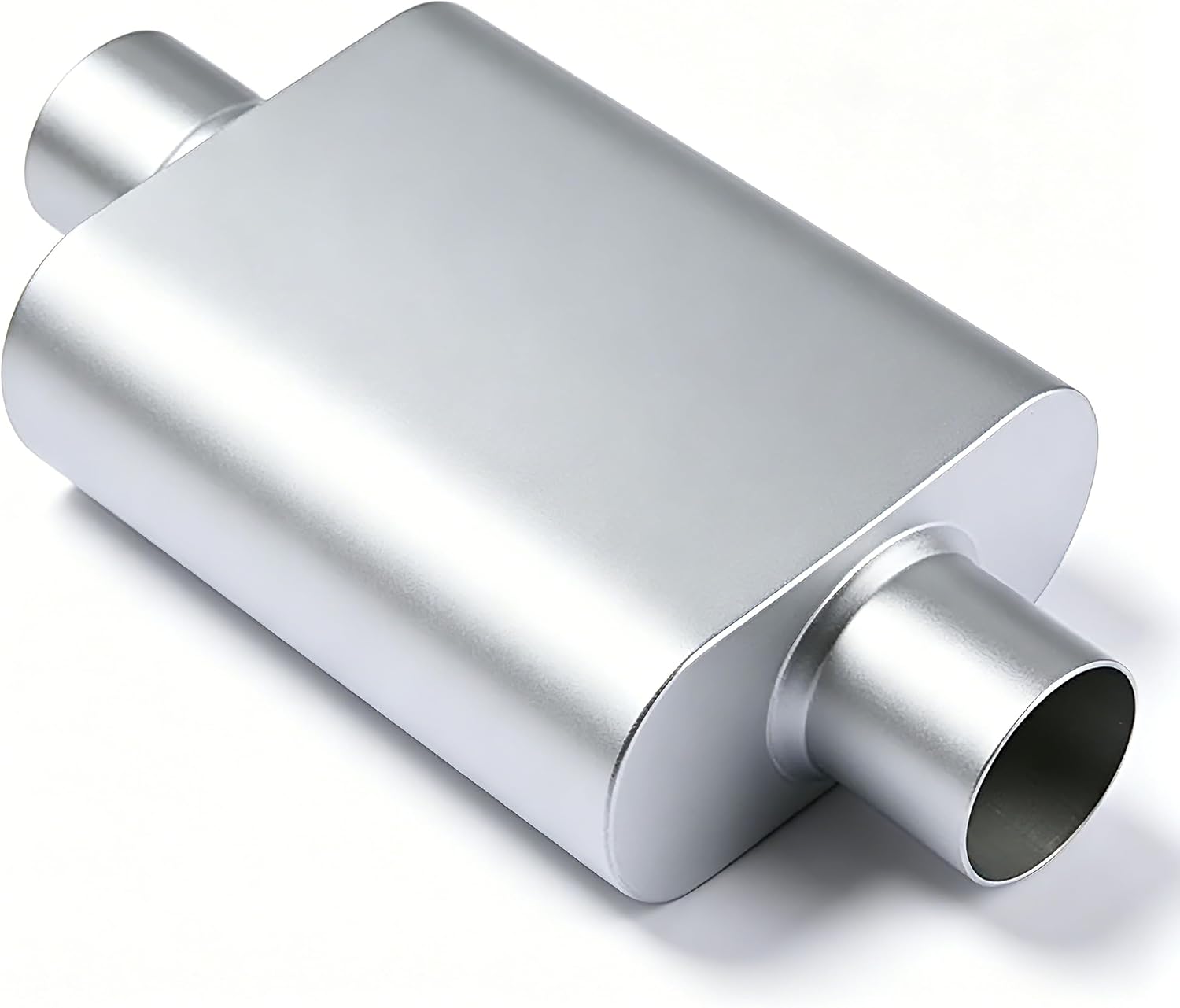 Universal Dual-Chamber Exhaust Muffler, 2.5 Inch Inlet and Outlet, 17 inch Silver Aluminized Steel,Deep Tone Muffler for Cars, Trucks and SUVs