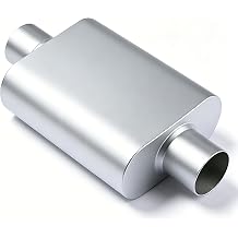 Universal Dual-Chamber Exhaust Muffler, 2.5 Inch Inlet and Outlet, 17 inch Silver Aluminized Steel,Deep Tone Muffler for Cars, Trucks and SUVs